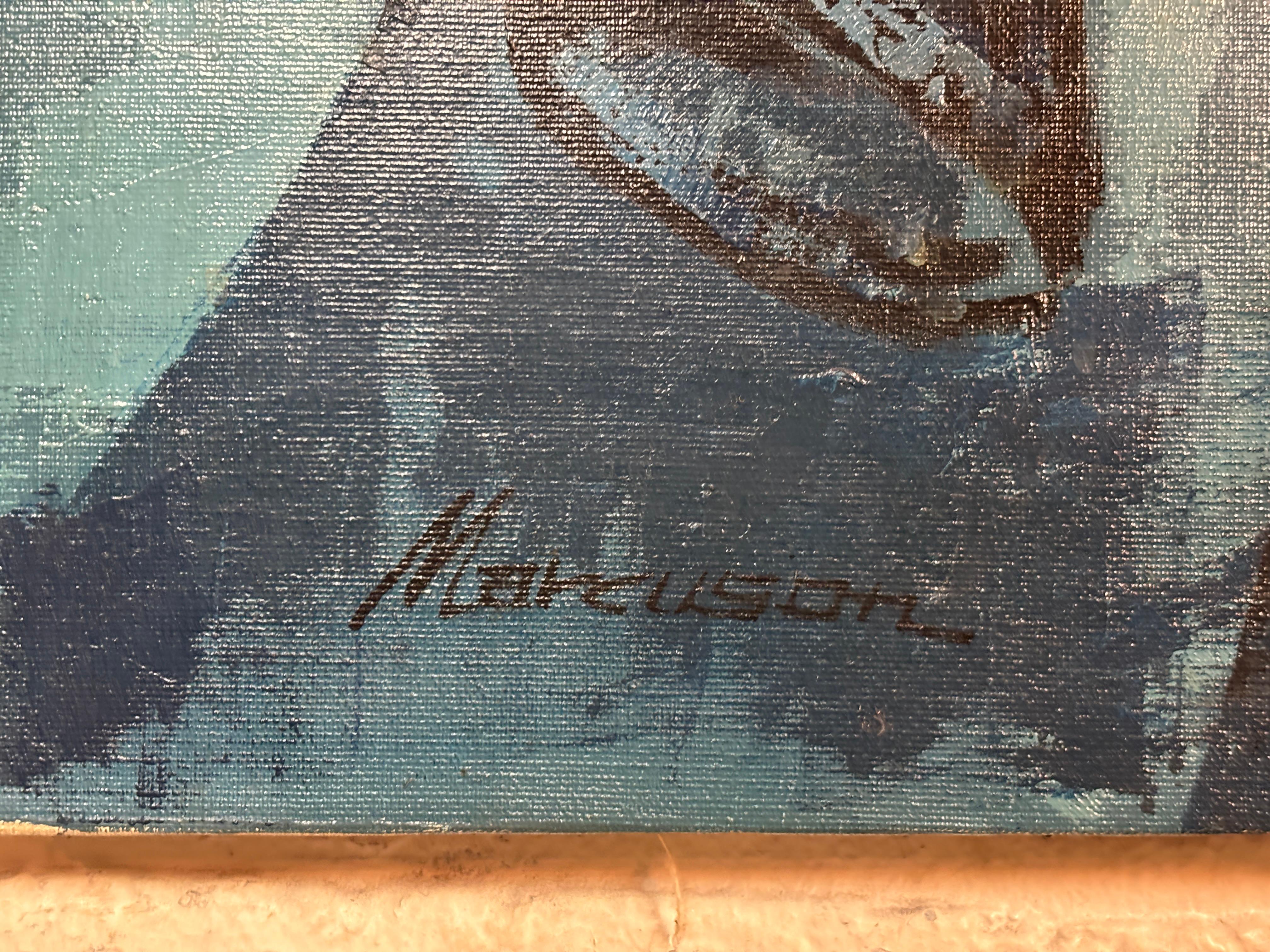 XX secolo Pittura astratta Blue Jazz di Marcuson, 1966 ca. in vendita