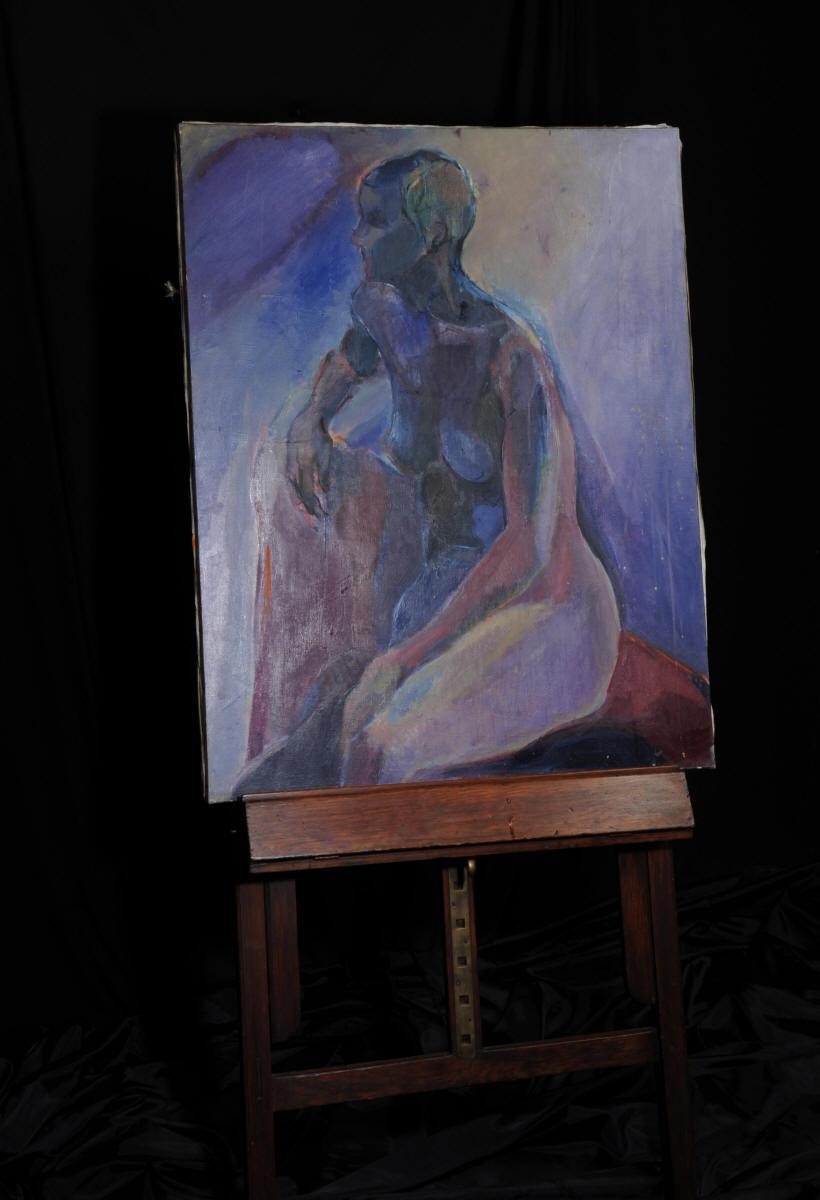 A large and impressive original abstract nude, oil on canvas signed to the reverse on the stretcher Issoko Kato. Condition is very good, unframed which I think suits the picture and vintage in age. It looks like a splash on the right hand side but I