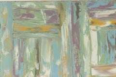 Abstract Blue, Yellow, and White Painting of Squares