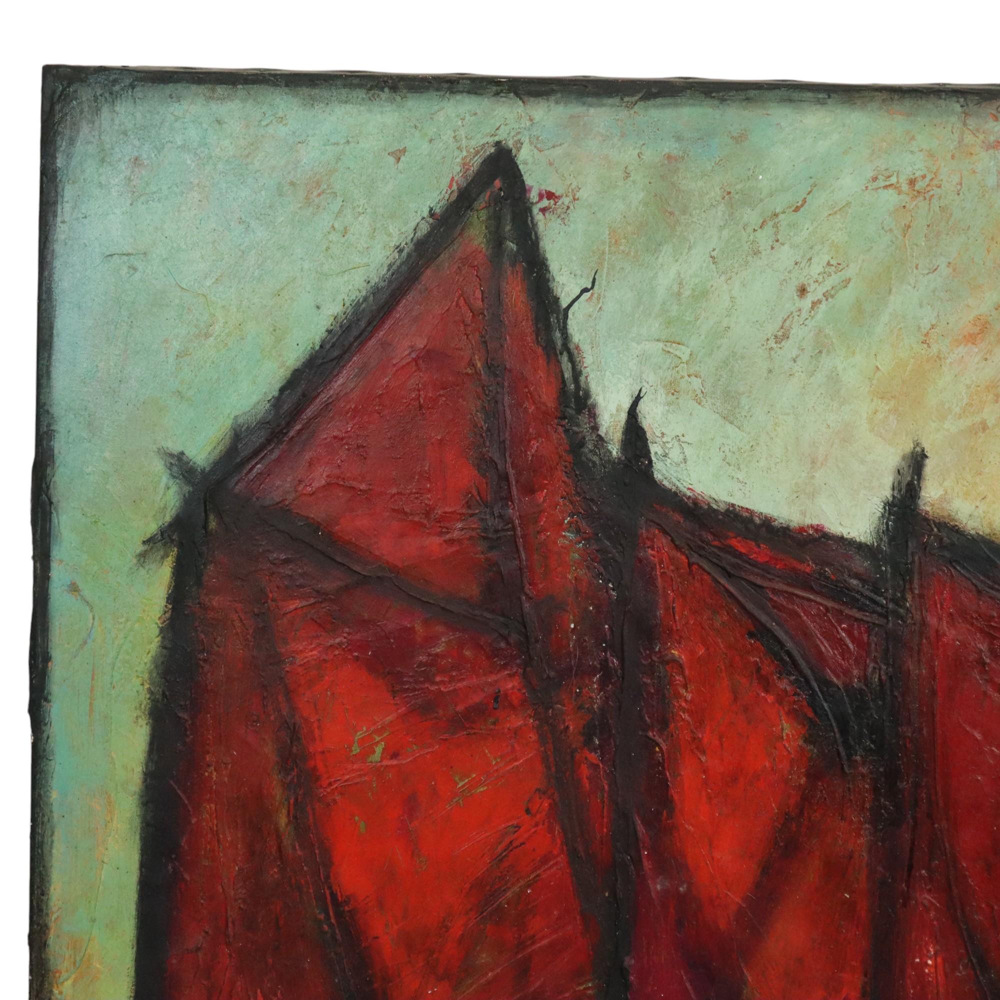 Abstrakte Bootskunst Öl auf Leinwand XL Großes Gemälde Signiert 146x114cm im Zustand „Gut“ im Angebot in Poperinge, BE