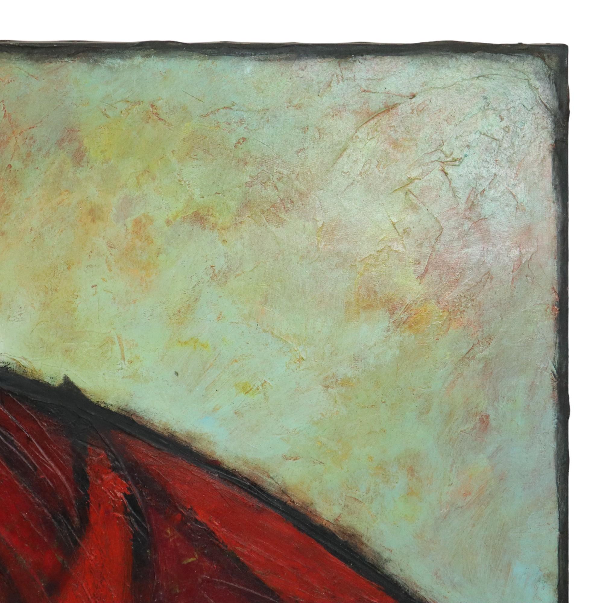 Abstrakte Bootskunst Öl auf Leinwand XL Großes Gemälde Signiert 146x114cm (20. Jahrhundert) im Angebot