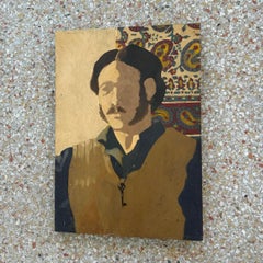 Abstract Boho Original Portrait Oil on Canvas of Man in Vest