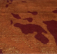 Abstract Botanical Rug in Rust Orange "Ember Vine" by Doris Leslie Blau