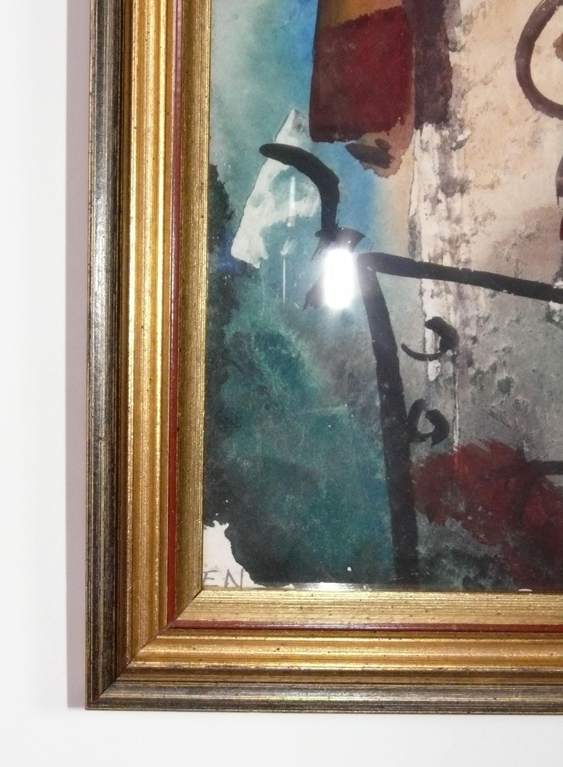 Abstraktes Boxen Gemälde circa 1950er Jahre Original Mid Century Modern Art 19