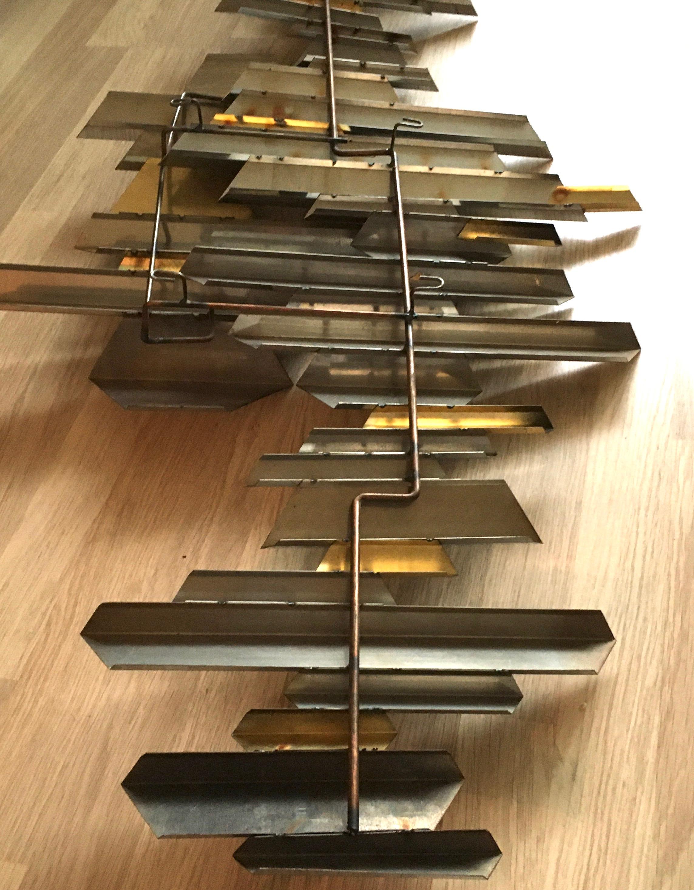 Abstract Brass and Chrome Wall Sculpture by Curtis Jere, USA, 1972 In Good Condition In Brussels, BE