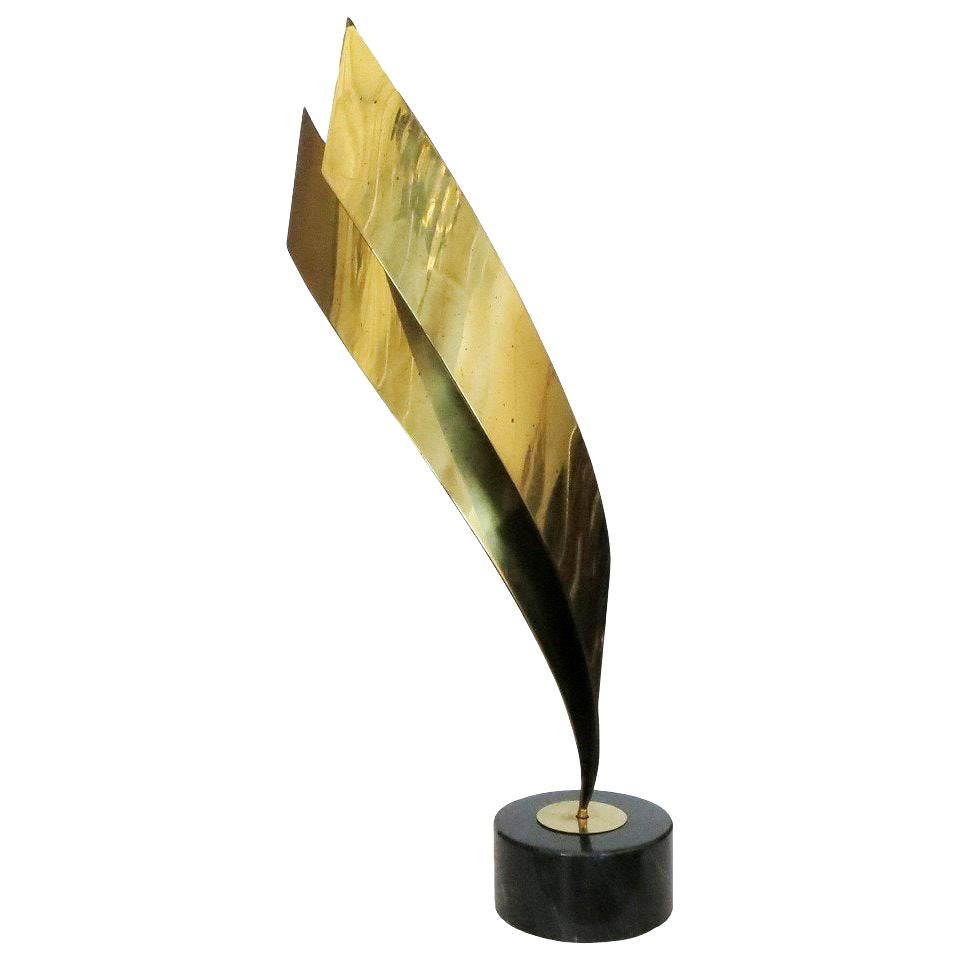 Abstract Brass Table Sculpture by Curtis Jere, 1984 For Sale