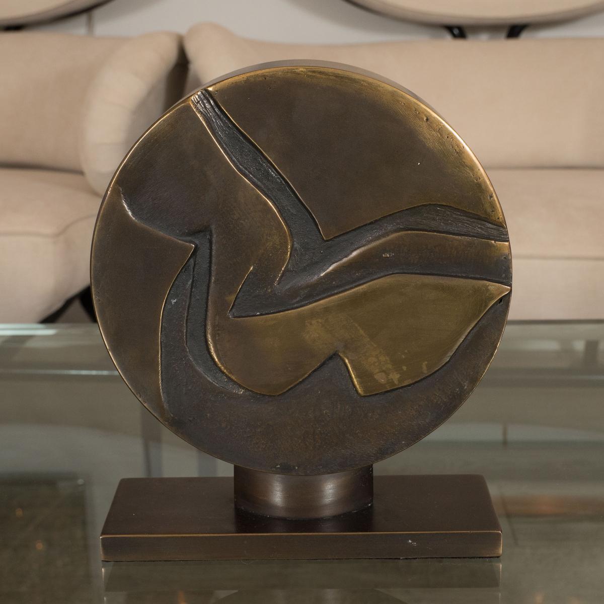 Italian Abstract Bronze and Enamel Sculpture For Sale