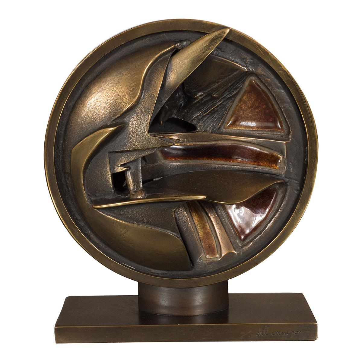 Sculpture abstraite en bronze et émail