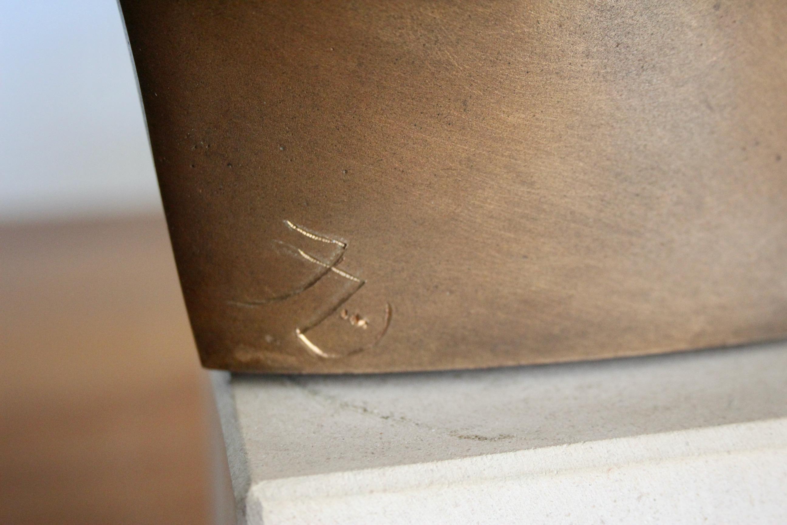 Bronzo Scultura astratta in bronzo e marmo