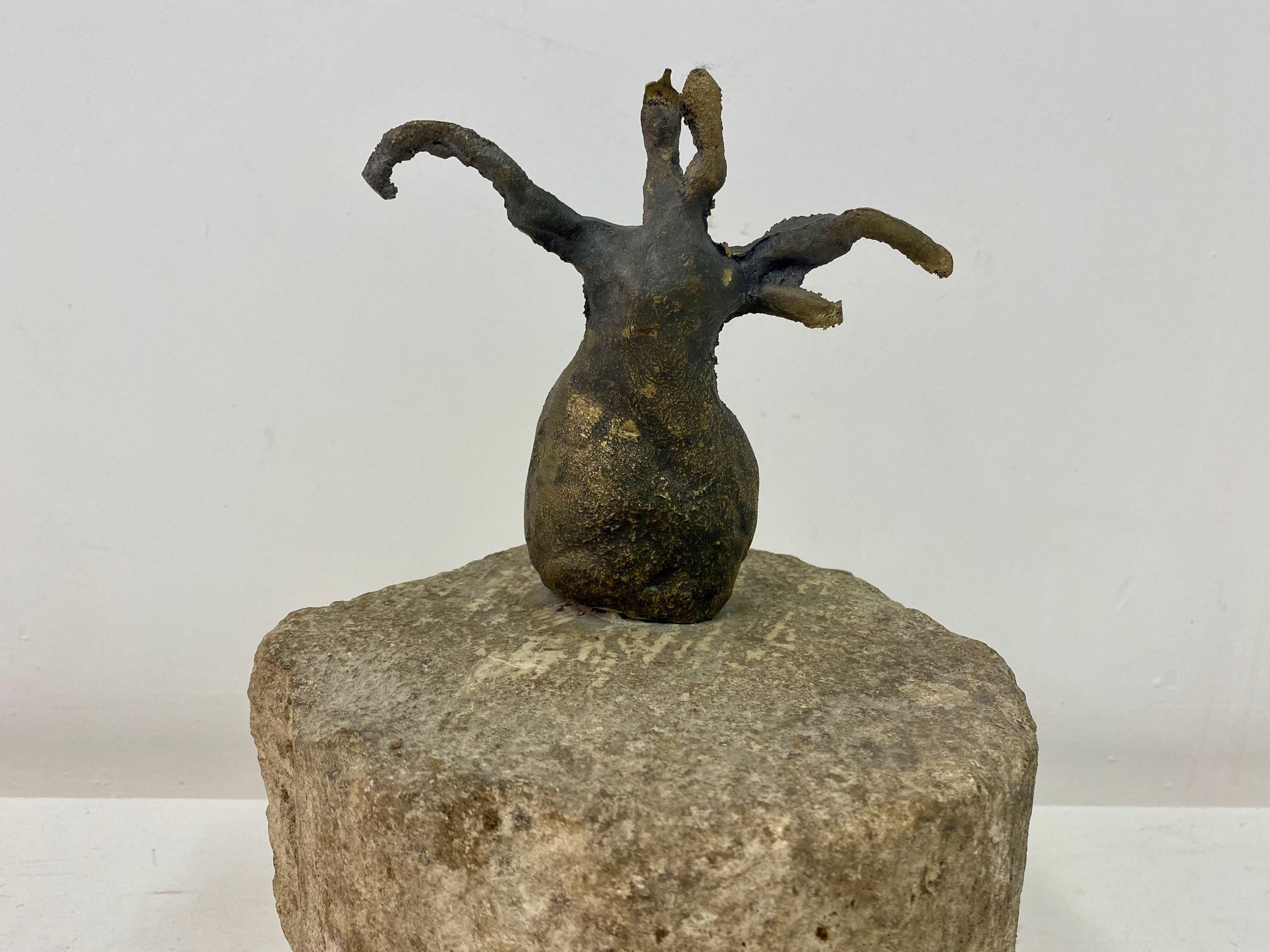 20th Century Abstract Bronze and Stone Sculpture