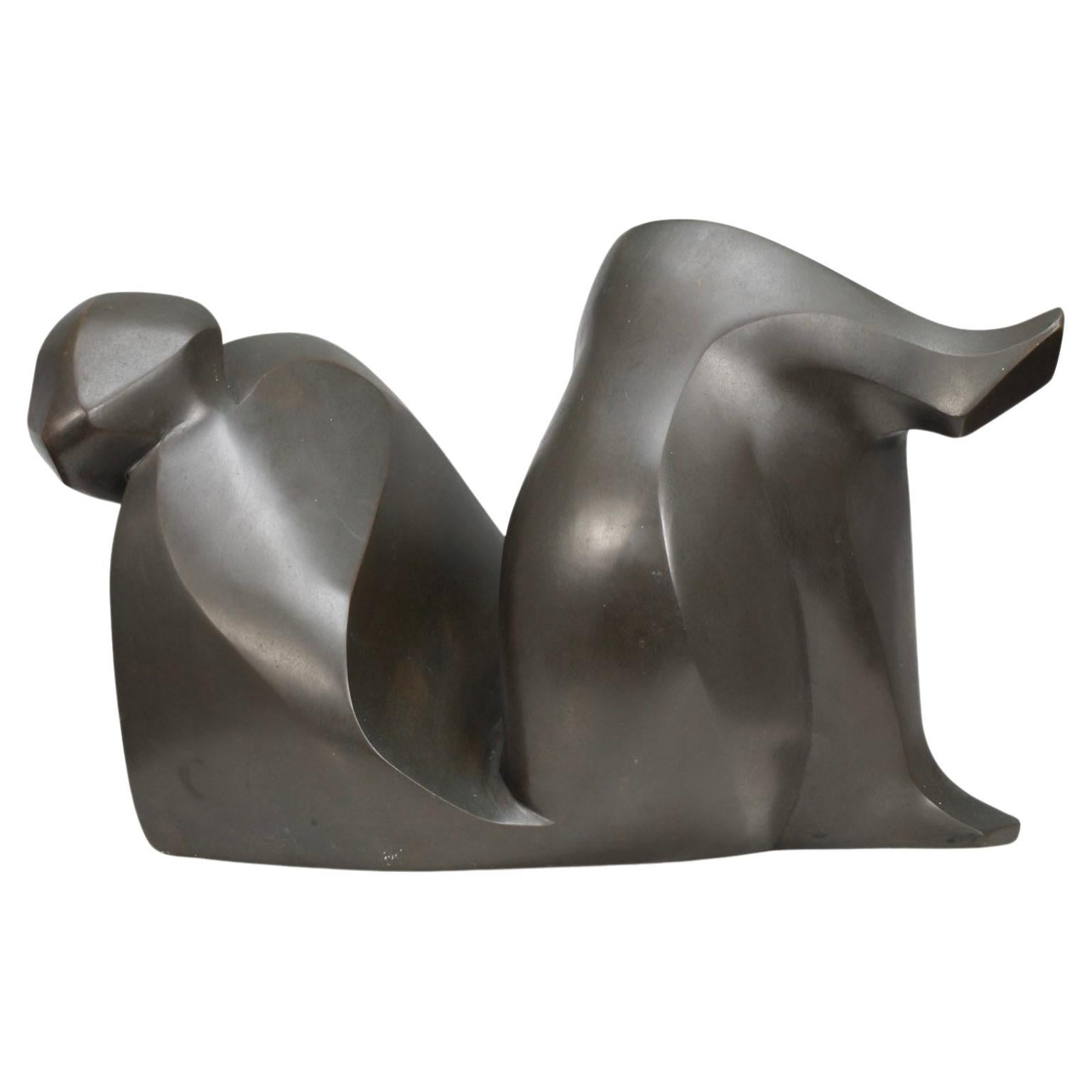 Scultura femminile astratta in bronzo di Francine Govers, anni '90