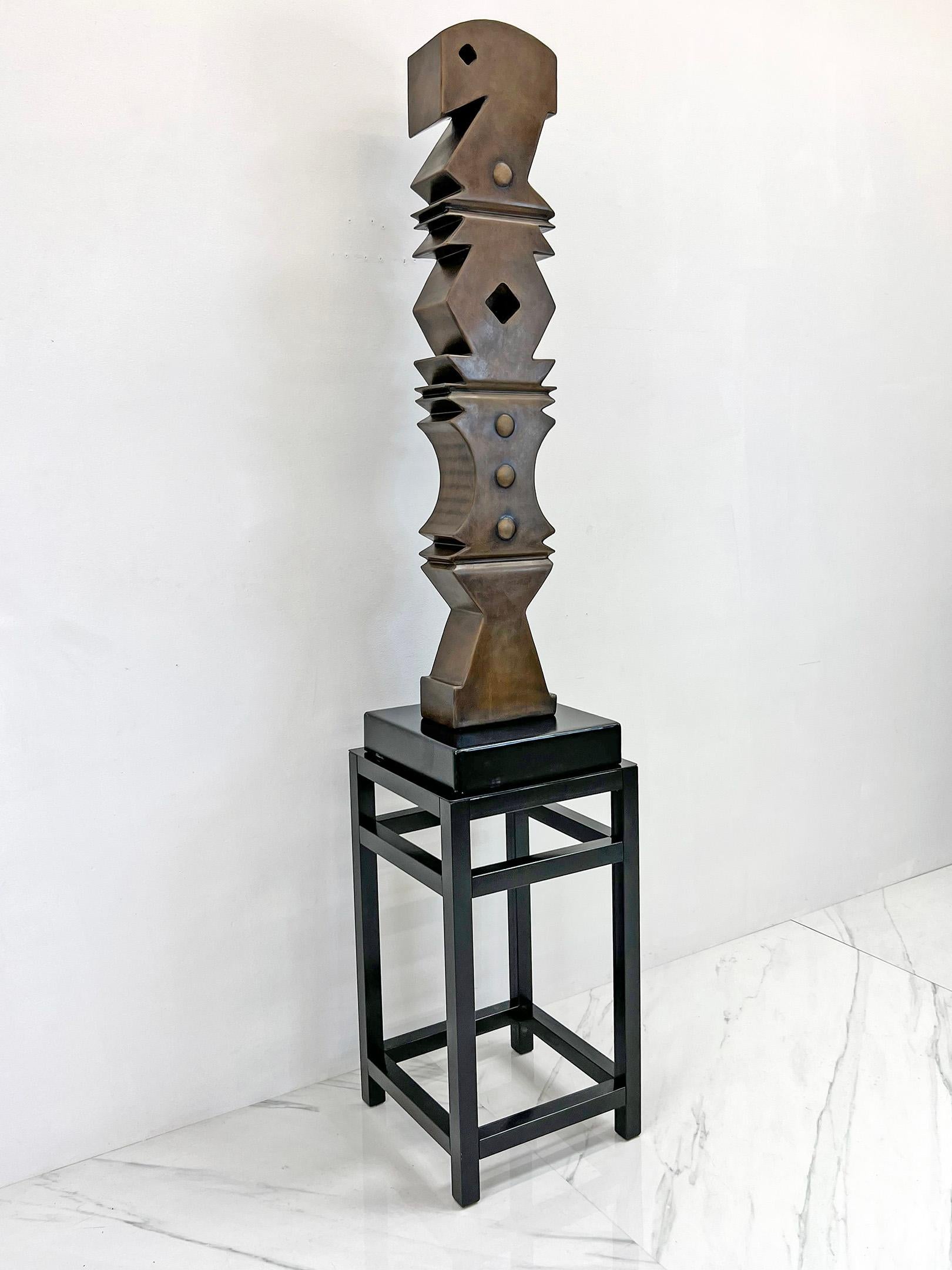 Abstract Bronze Modern Totem Sculpture 