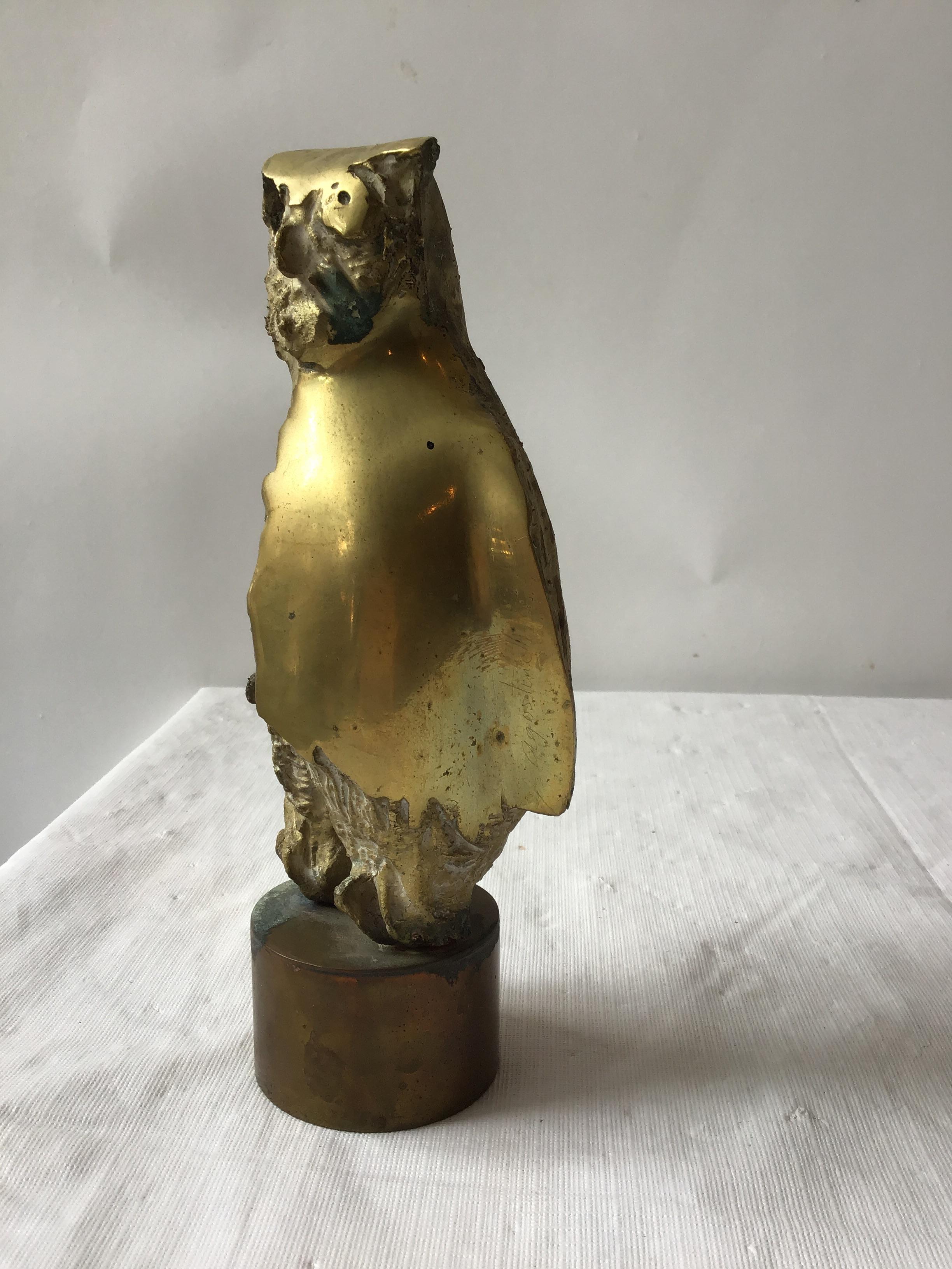 Abstract Bronze Owl by Mario Agostinelli In Good Condition In Tarrytown, NY