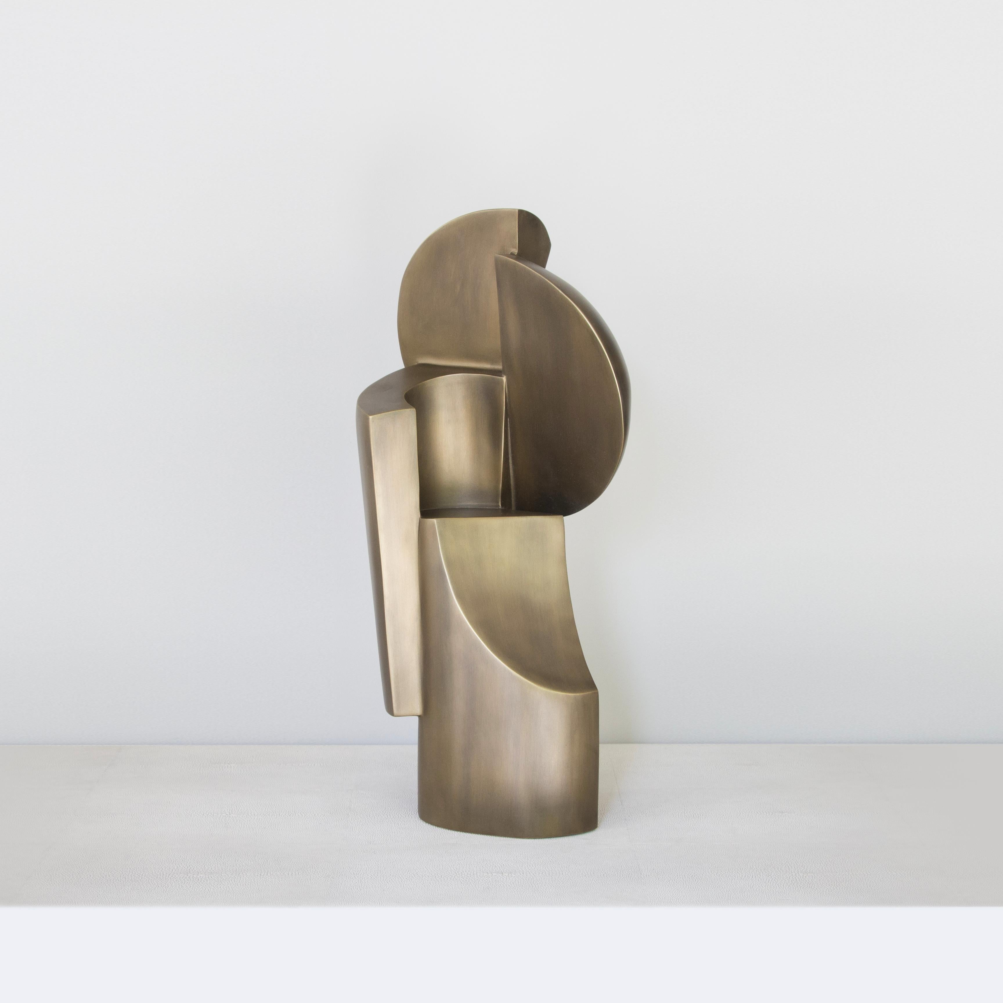 Thaddeus Bronze-Patina Brass Sculpture by Patrick Coard Paris For Sale 5