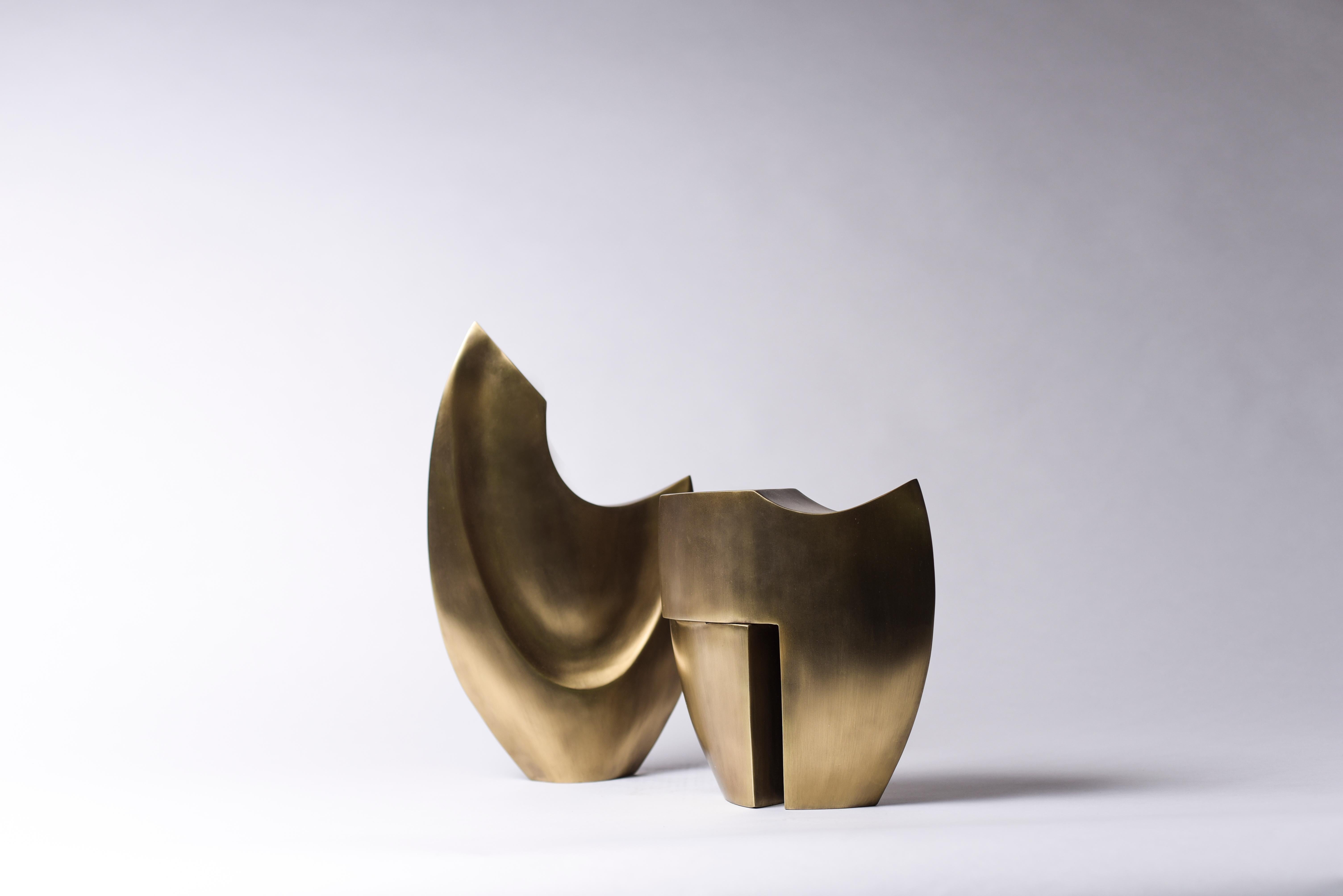 Janus Bronze-Patina Brass Sculpture by Patrick Coard Paris For Sale 7