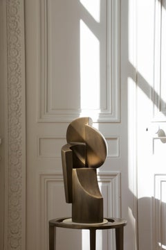 Janus Bronze-Patina Brass Sculpture by Patrick Coard Paris