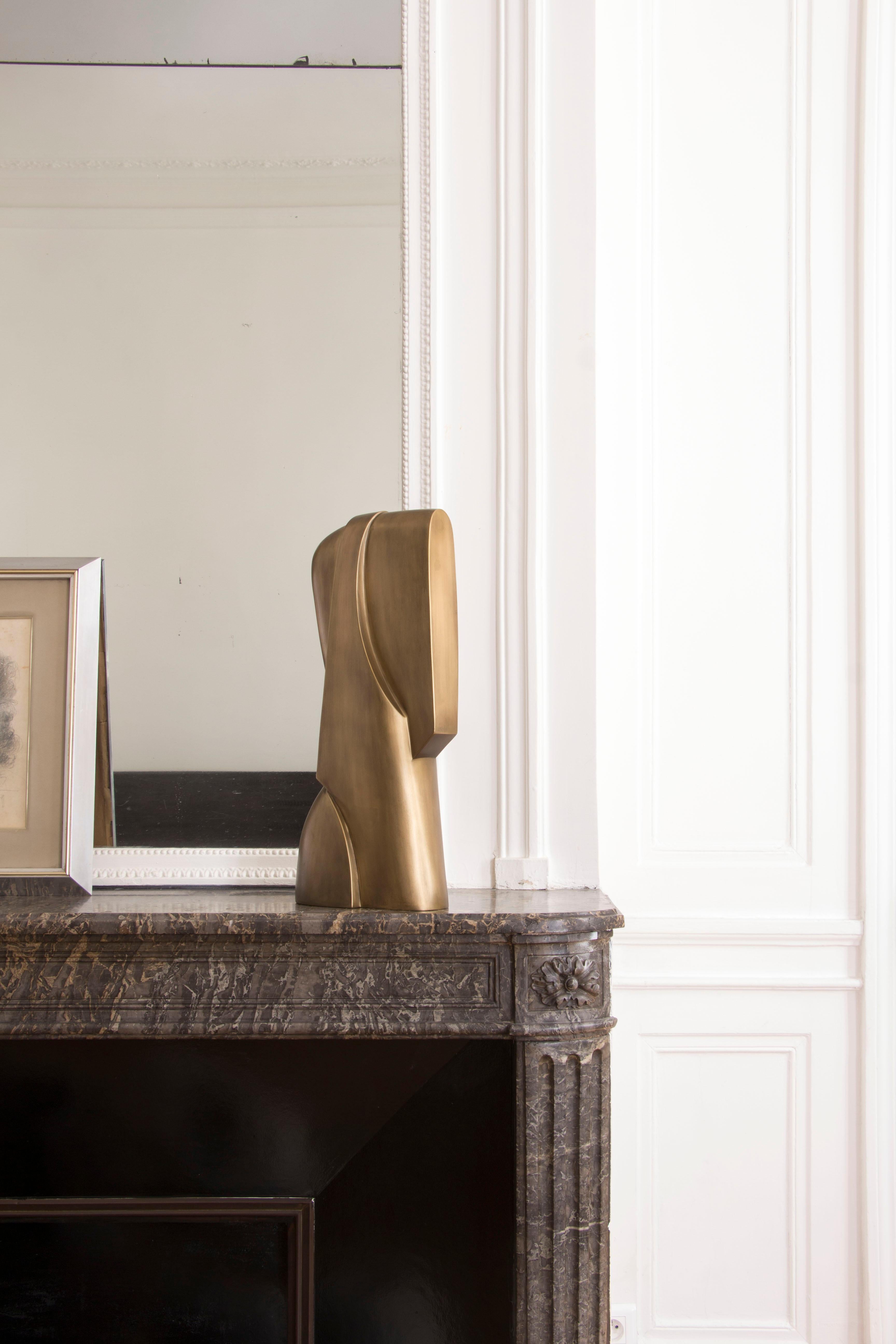 Art Deco Thaddeus Bronze-Patina Brass Sculpture by Patrick Coard Paris For Sale