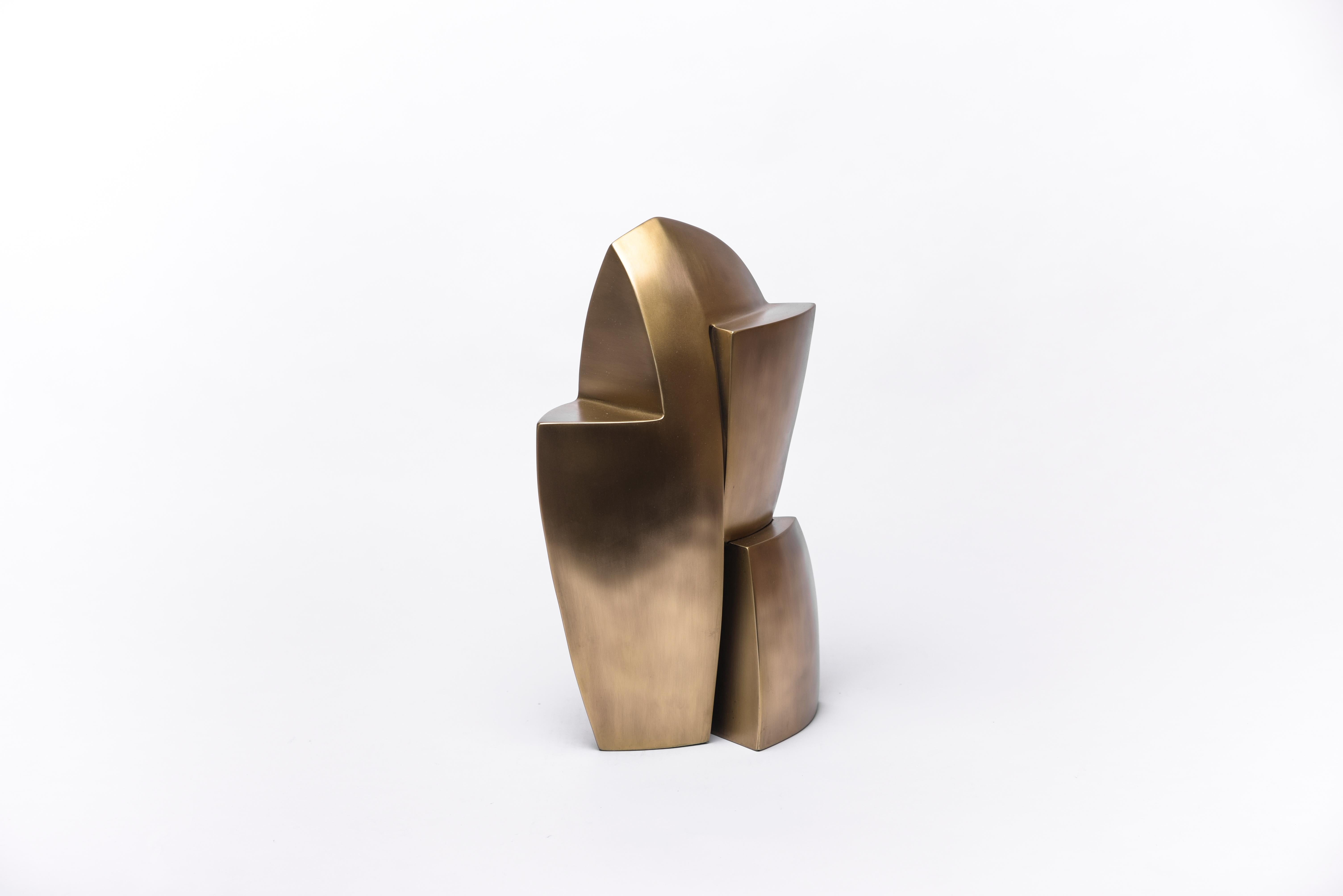 Hand-Crafted Abstract Bronze-Patina Brass Sculpture by Patrick Coard Paris
