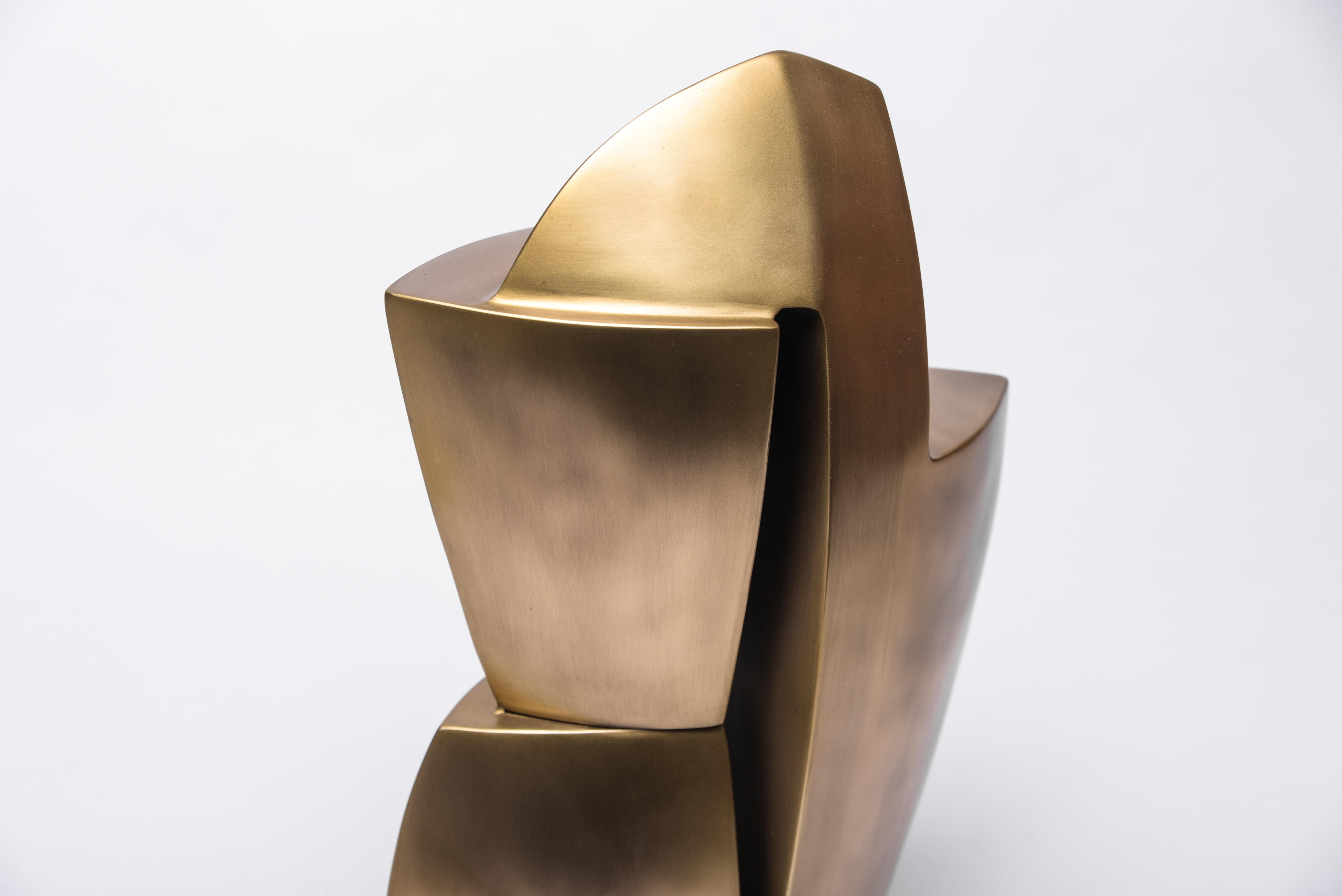 Abstract Bronze-Patina Brass Sculpture by Patrick Coard Paris In New Condition In New York, NY