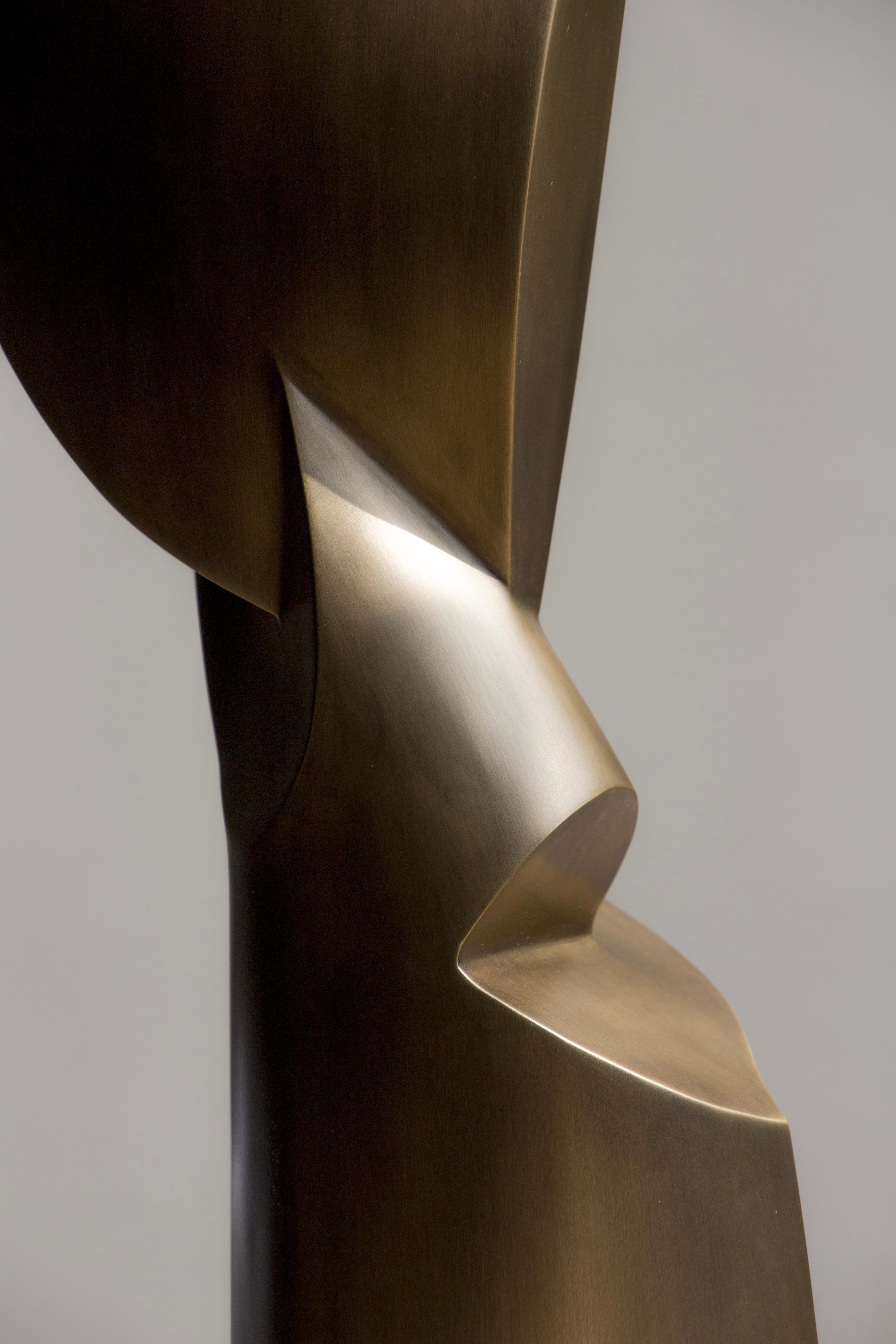 Janus Bronze-Patina Brass Sculpture by Patrick Coard Paris For Sale 3