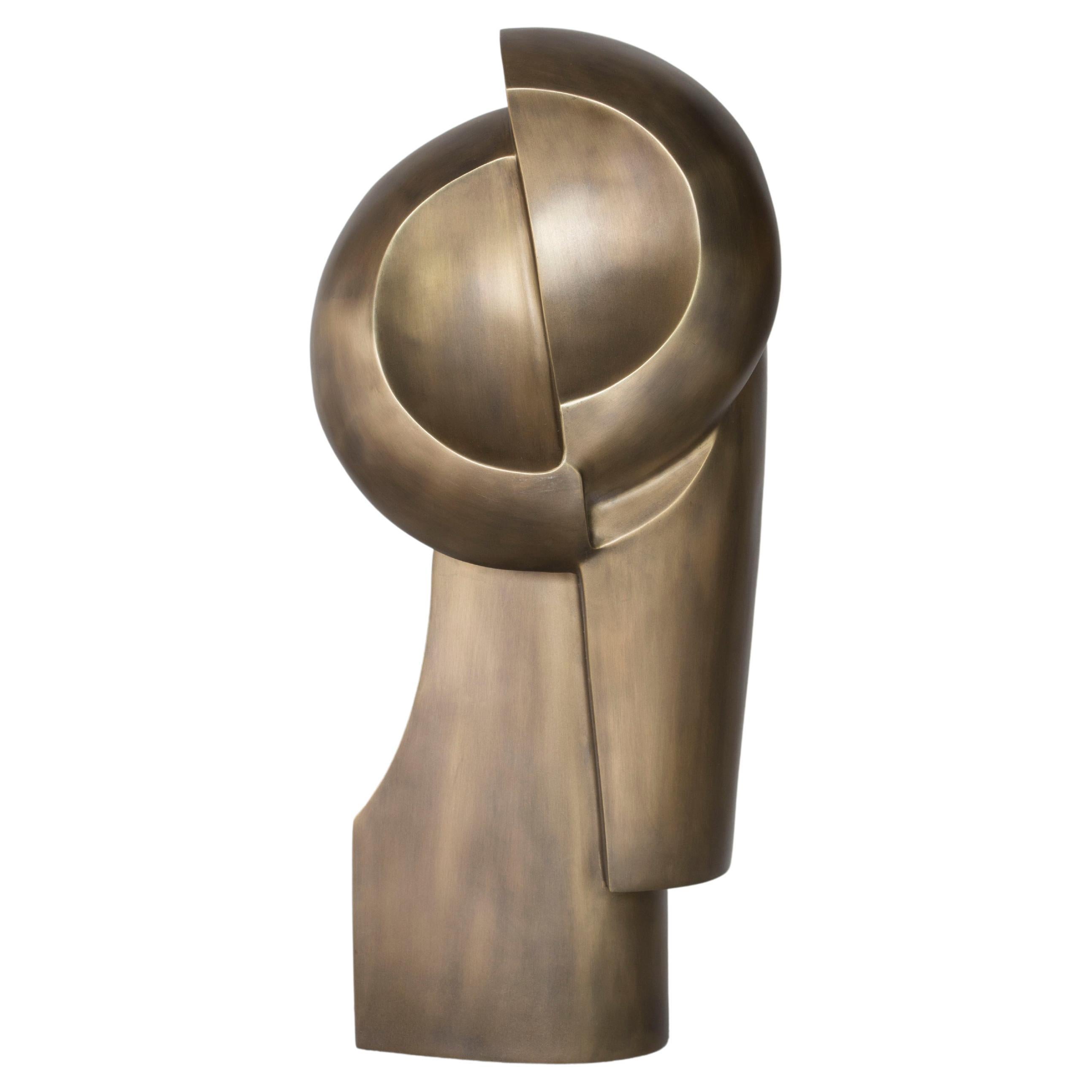 Janus Bronze-Patina Brass Sculpture by Patrick Coard Paris