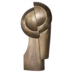 Janus Bronze-Patina Brass Sculpture by Patrick Coard Paris