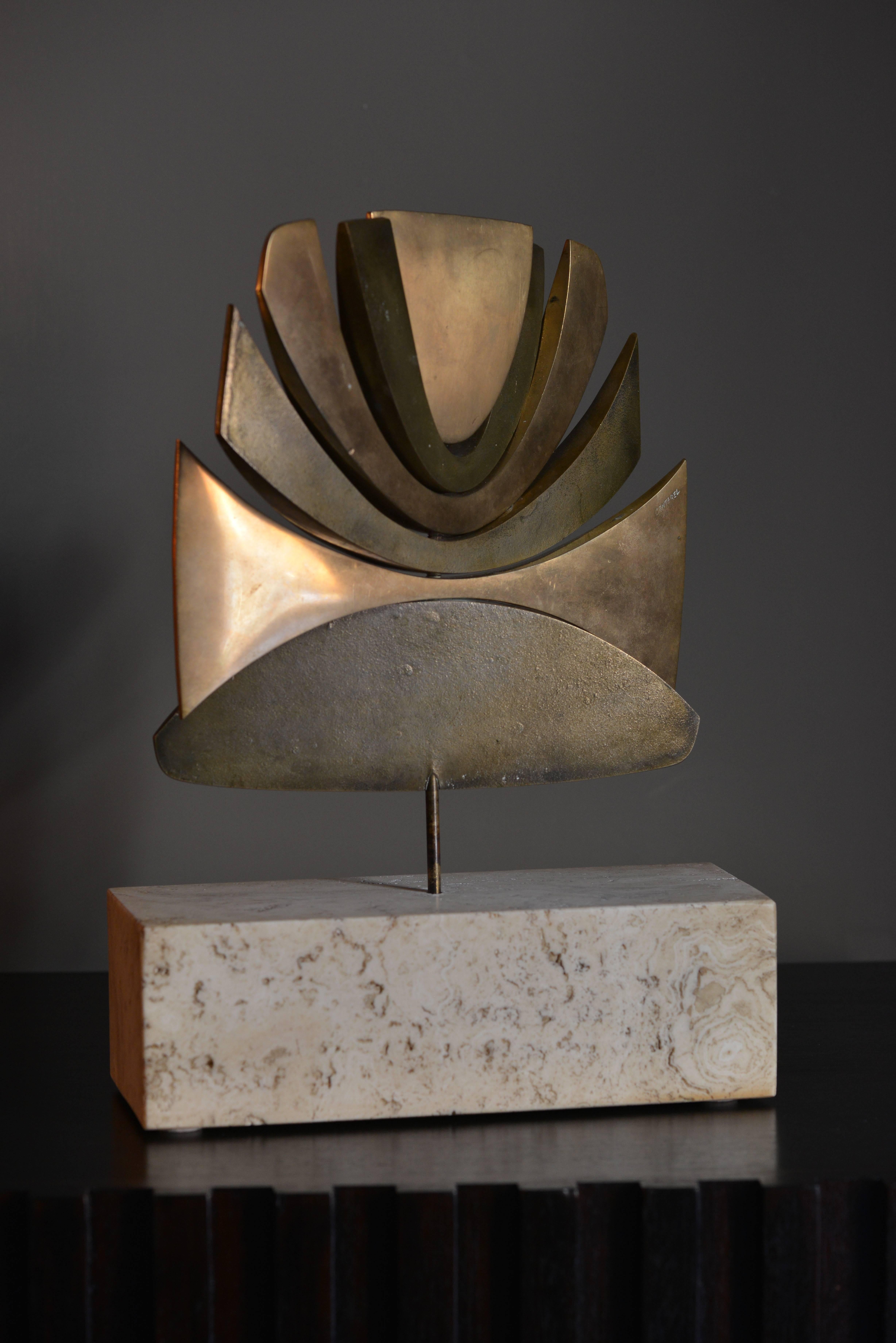 Mid-Century Modern Abstract Bronze Sculpture by Alain Cantarel, France, 1970s