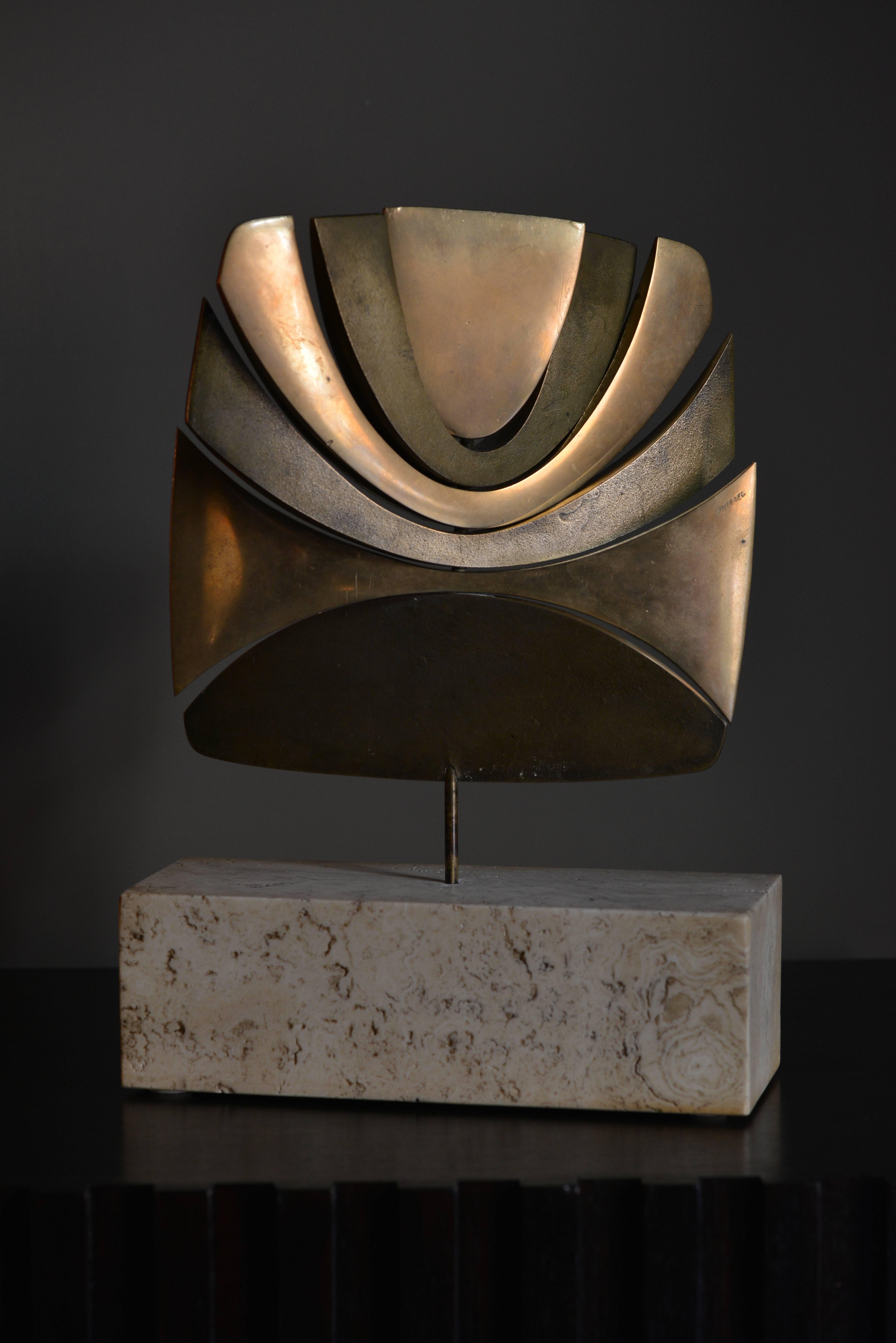 French Abstract Bronze Sculpture by Alain Cantarel, France, 1970s