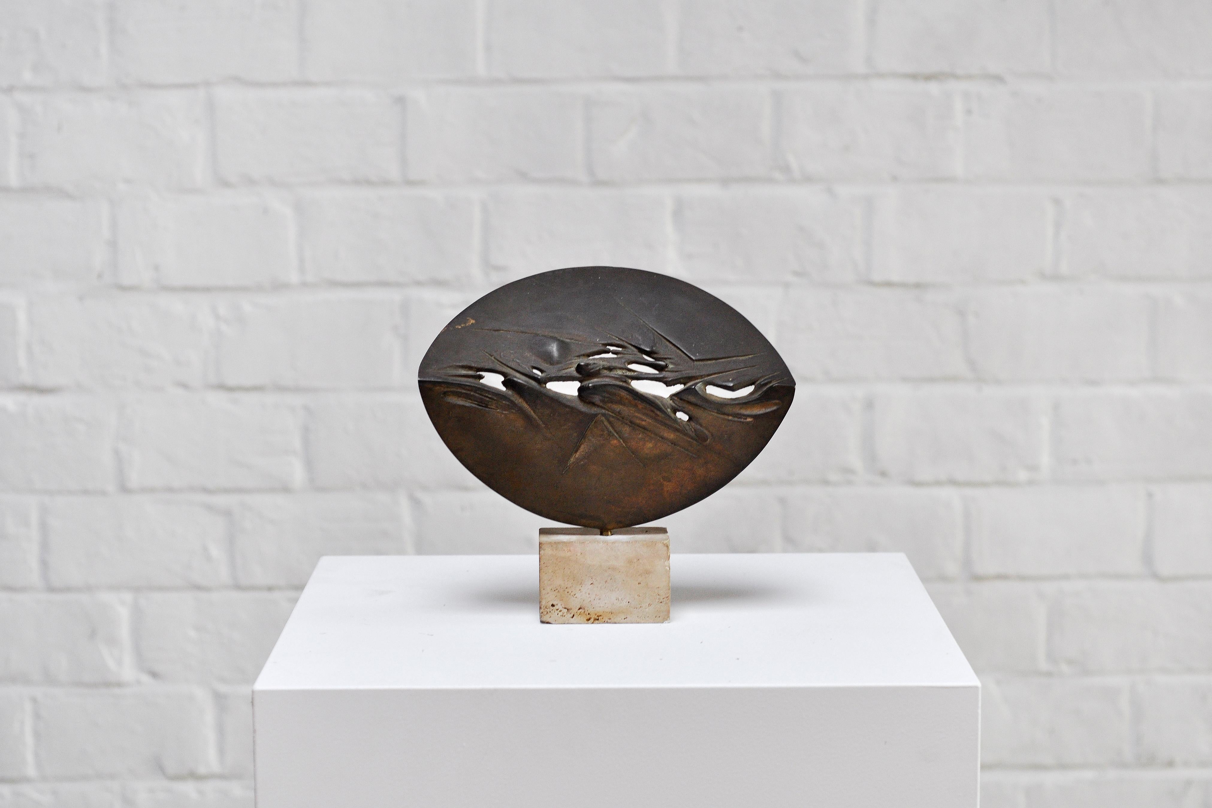 Brutalist Abstract Bronze Sculpture by Franco Ciuti, Italy 1970's For Sale