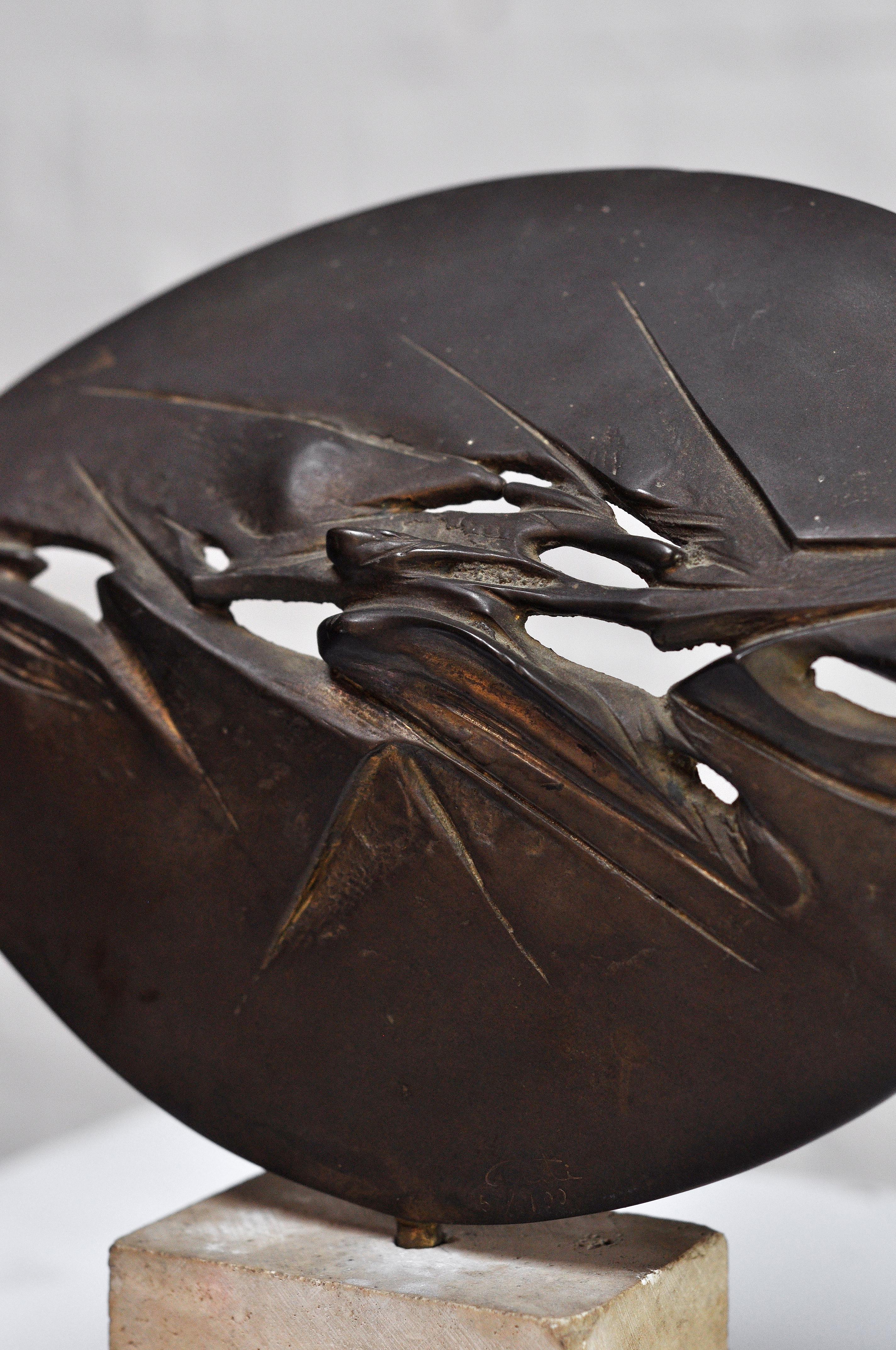 Late 20th Century Abstract Bronze Sculpture by Franco Ciuti, Italy 1970's For Sale
