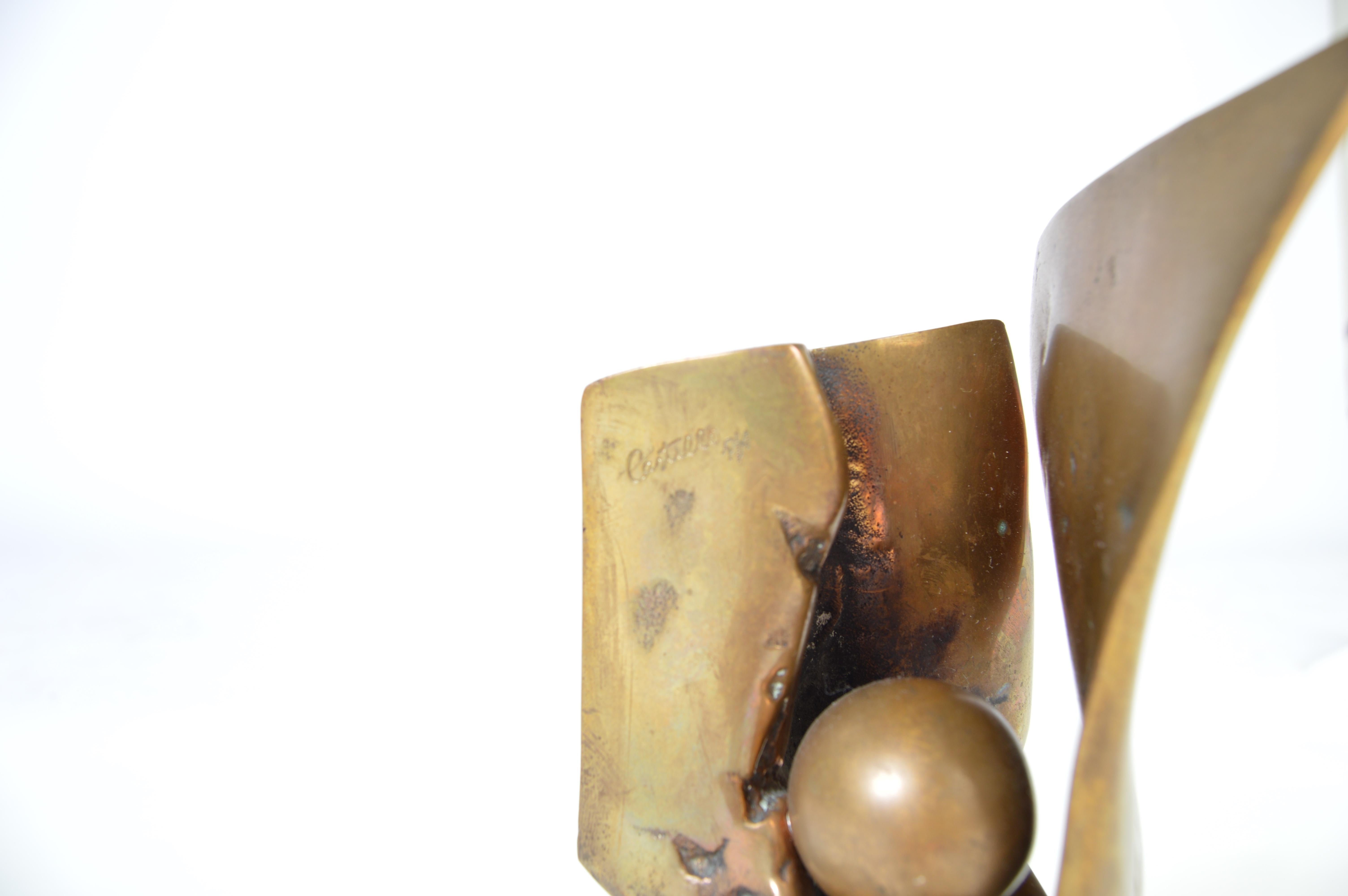 Abstract Bronze Sculpture by Jorge Castillo Signed, circa 1970, Spain In Good Condition In Southampton, NJ