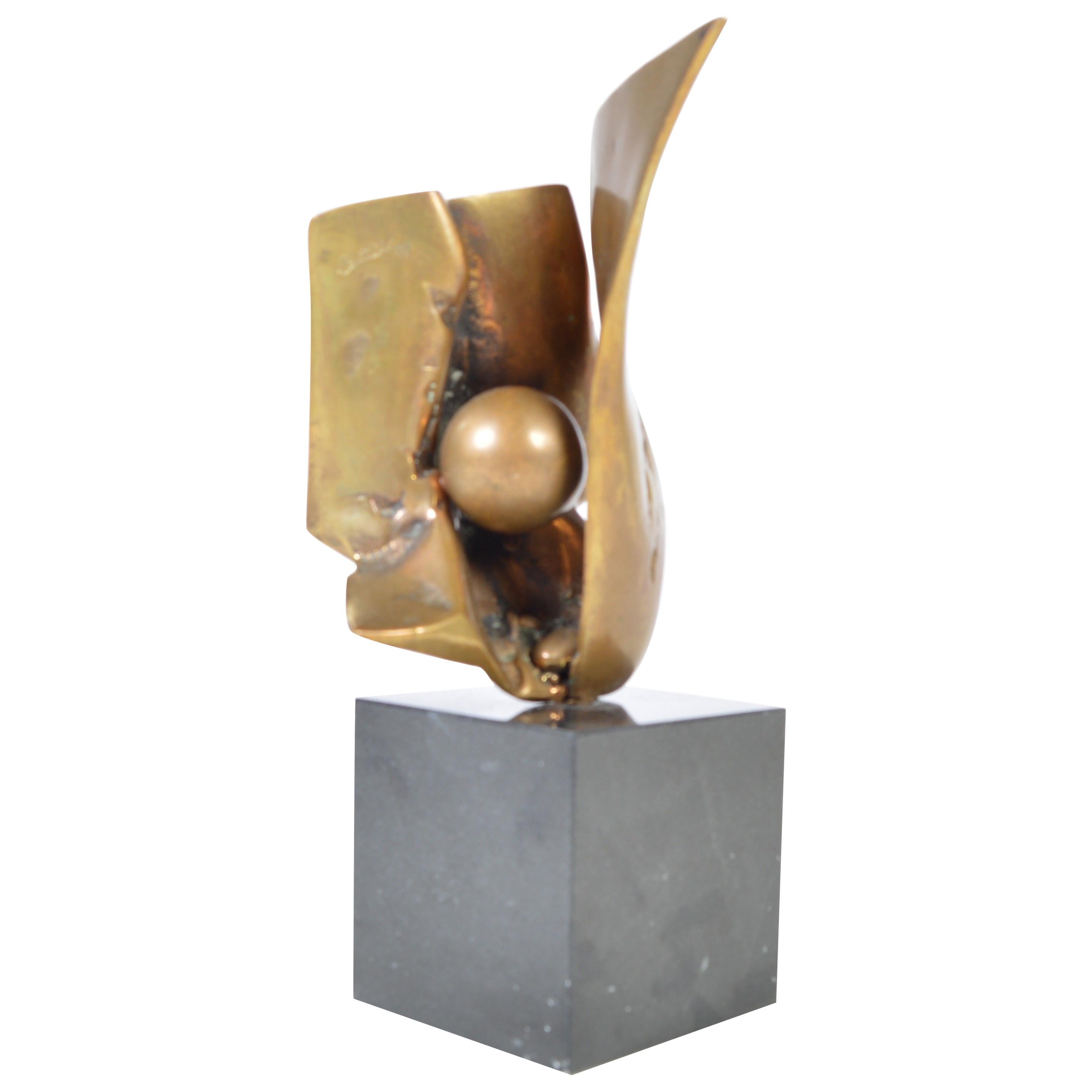 Abstract Bronze Sculpture by Jorge Castillo Signed, circa 1970, Spain