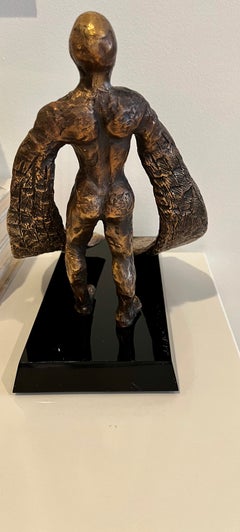 Abstract Bronze Sculpture by Joseph Burlini Titled Icarus Signed on Lucite Base
