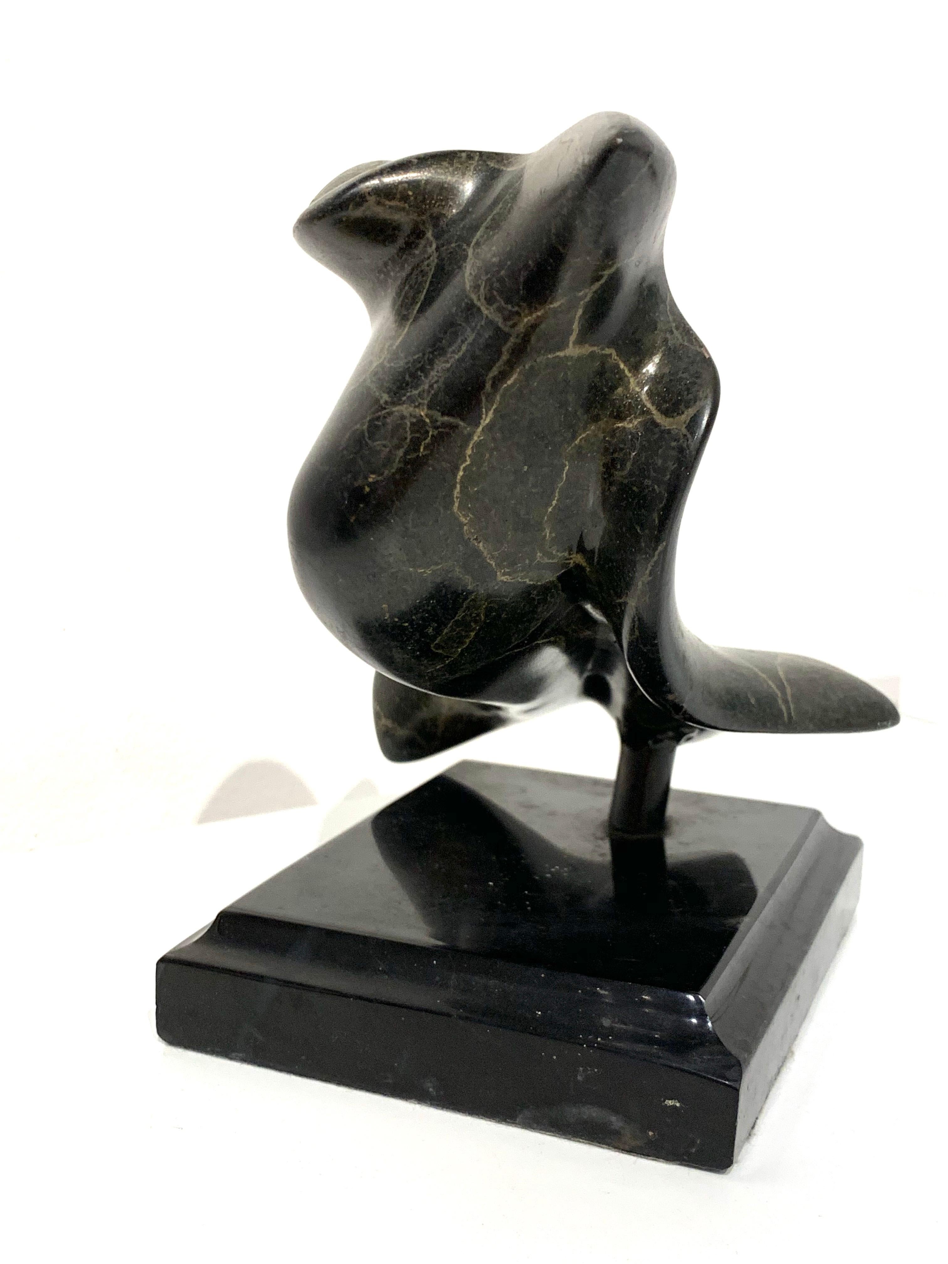 Abstract bronze sculpture on marble base. Patina gives it the look of marble. Images 8 to 10 show some scratches that have been highlighted for your convenience, but are not visible at first glance, circa 1950s.