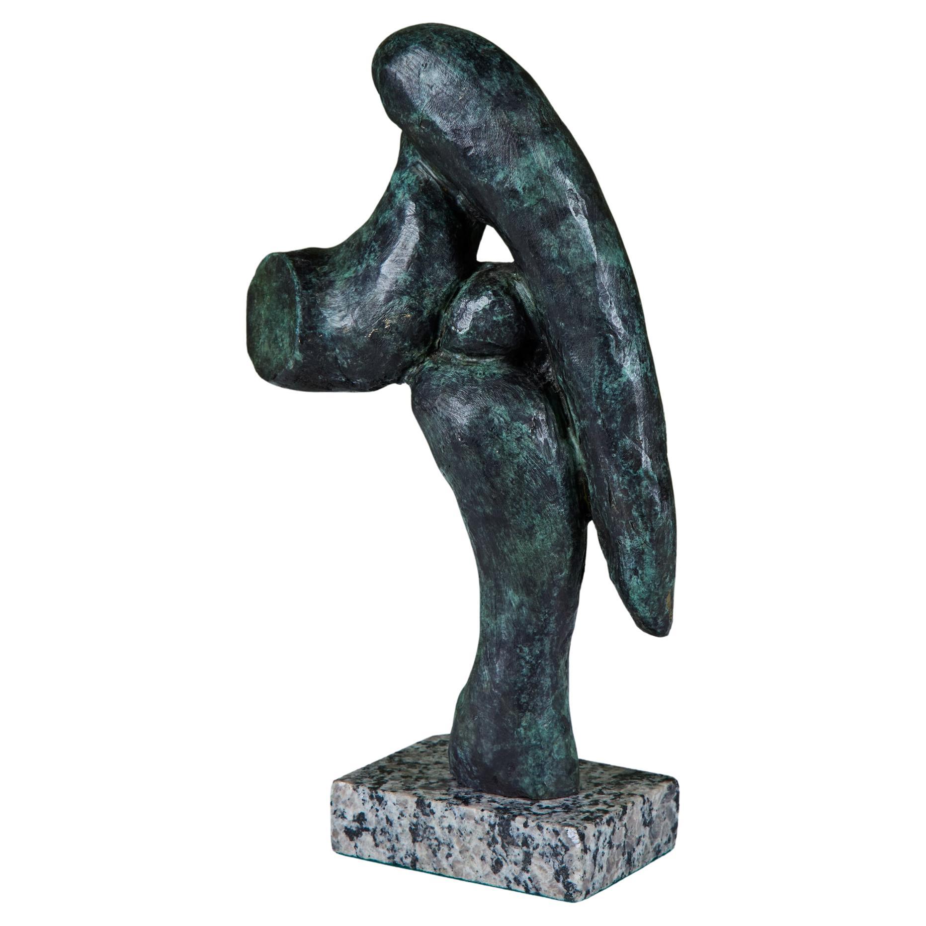 Abstract Bronze Sculpture on Granite Base