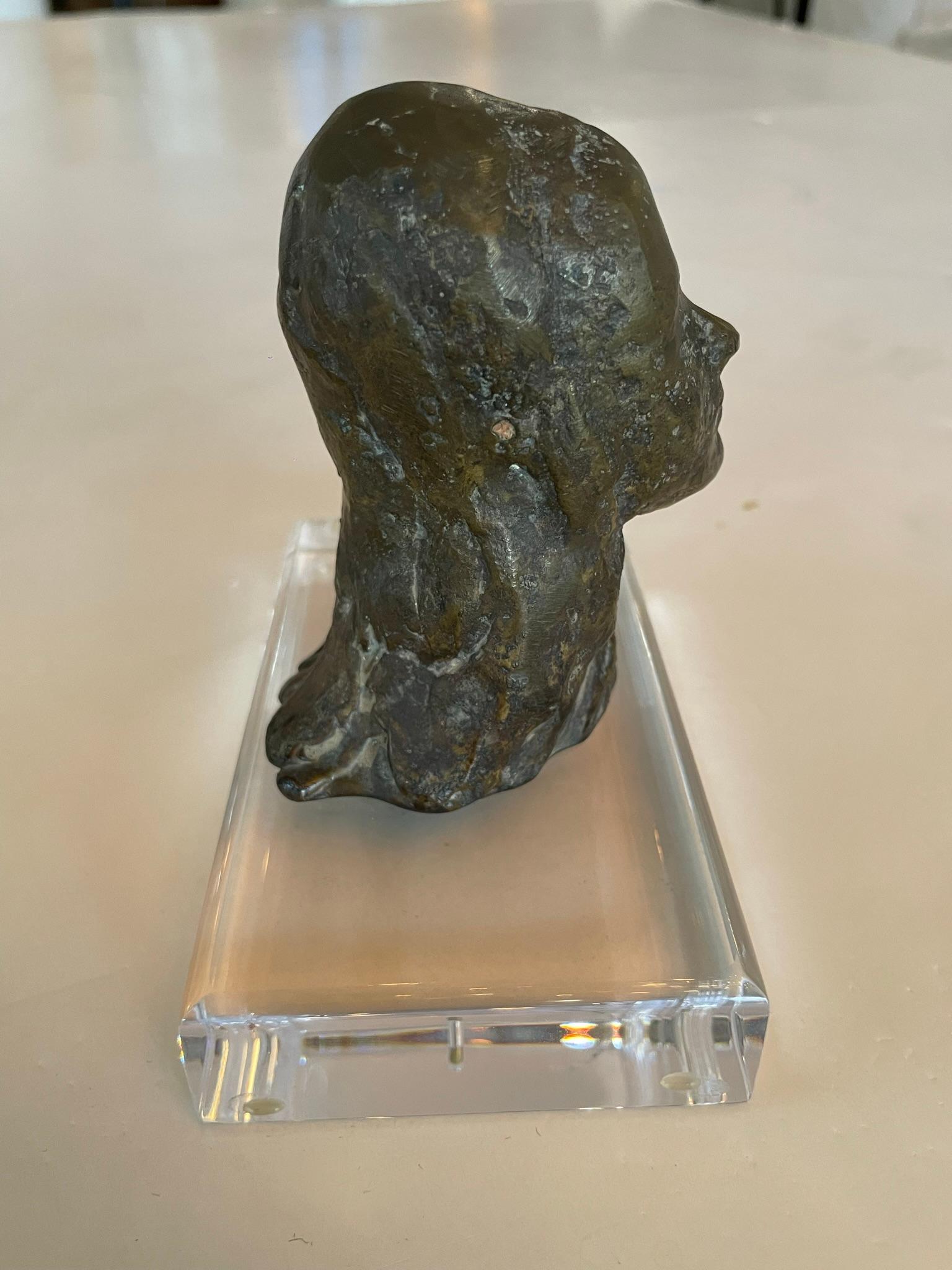 Expressionist Abstract Bronze Sculpture on Lucite Base, France, 1930s For Sale