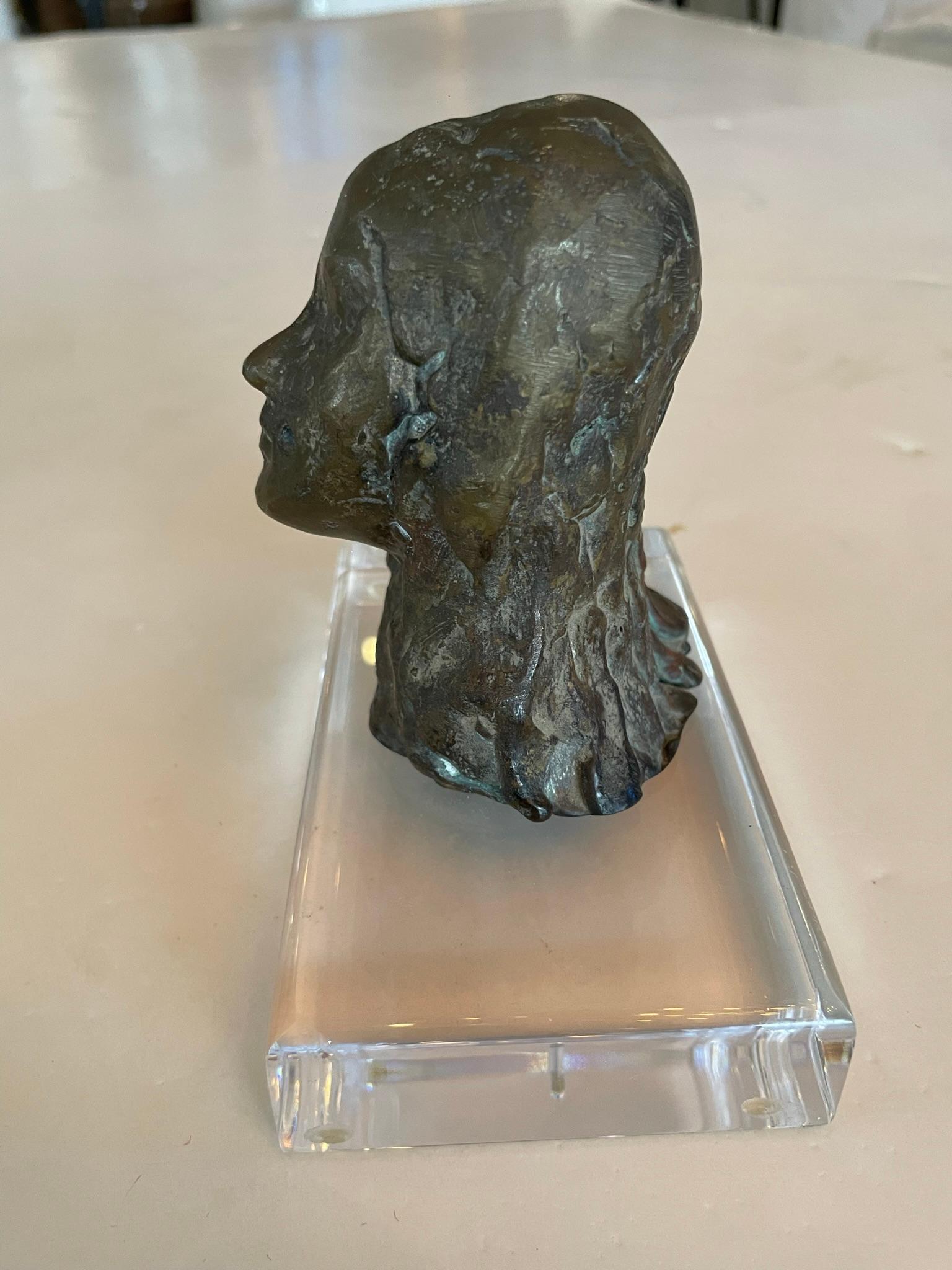 Abstract Bronze Sculpture on Lucite Base, France, 1930s In Good Condition For Sale In Los Angeles, CA