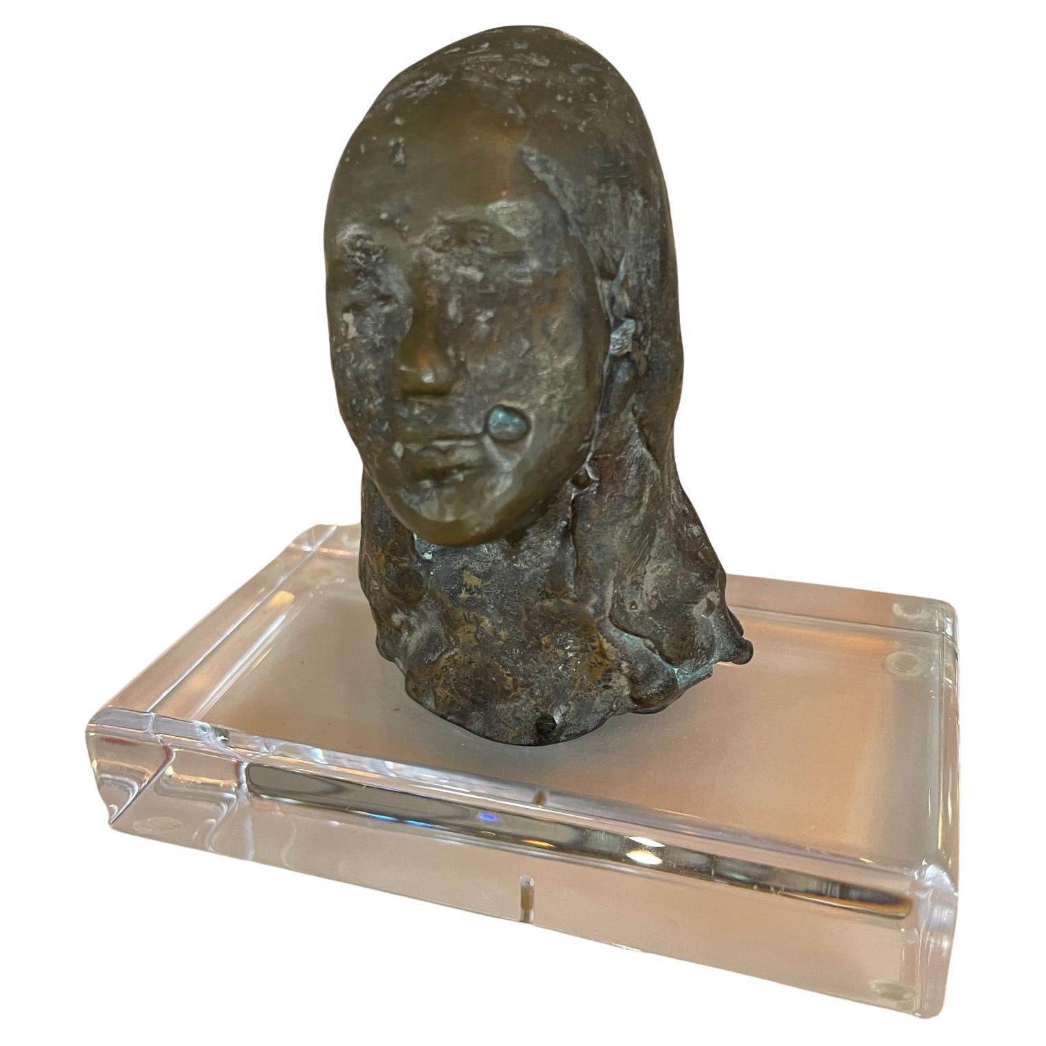 Abstract Bronze Sculpture on Lucite Base, France, 1930s For Sale