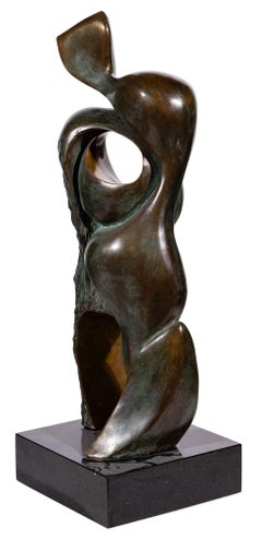 Abstract Bronze Sculpture on Marble Base by Jean Jacques Porret, 1983