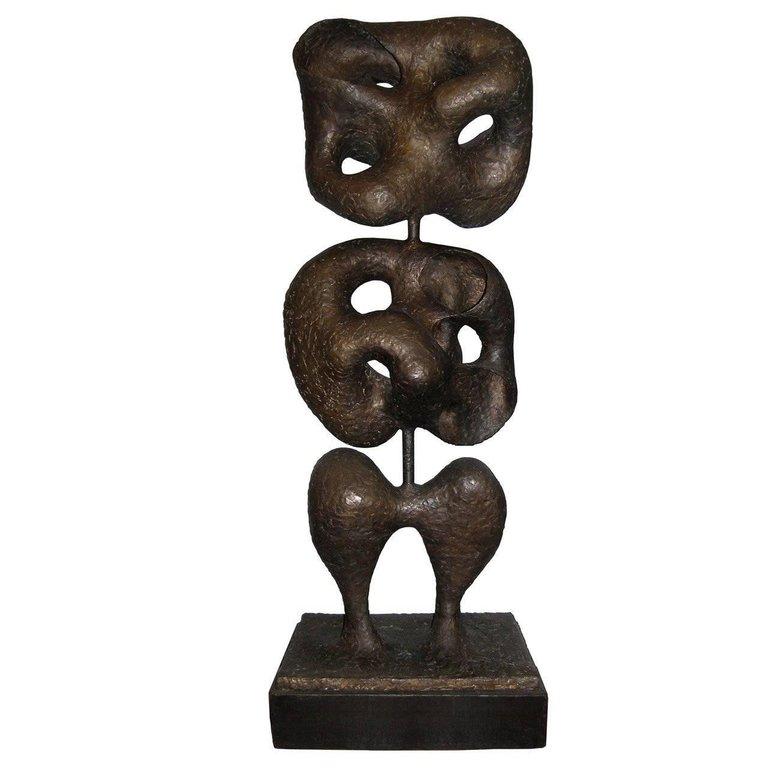 A textured abstract bronze with incredible patina &from the Oceania series resting on a blackened wood base by Seena Donneson.

American, Circa 1962 

(Avnet-Shaw Foundry) the sculpture is signed by the artist and unique.

This Sculpture is in stock.