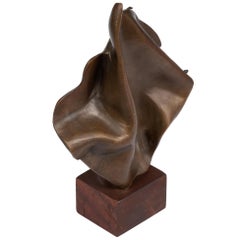 Abstract Bronze Statuette with Draped Effect