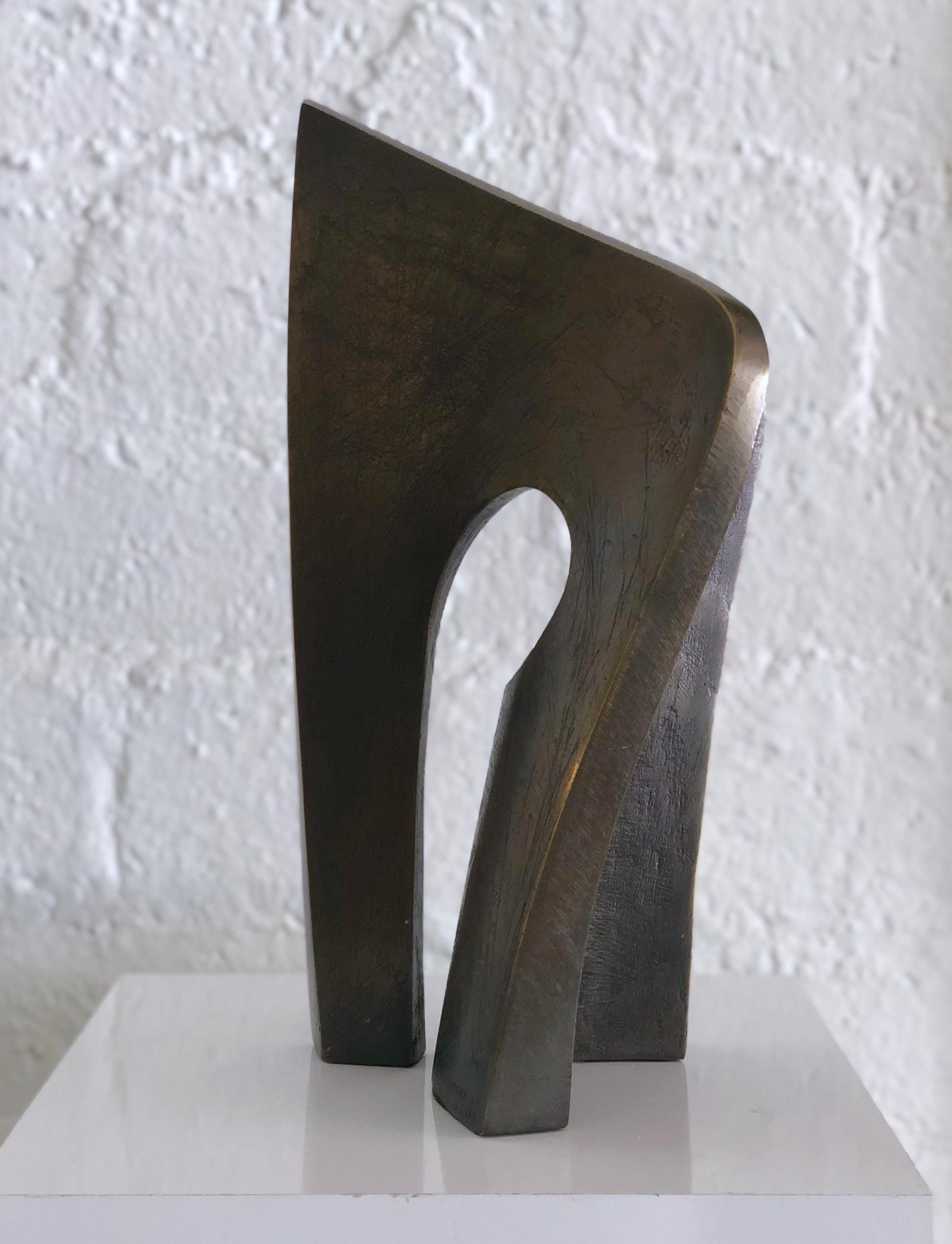 Minimalist Abstract Bronze Table Sculpture 1976 M. E. Lorenz