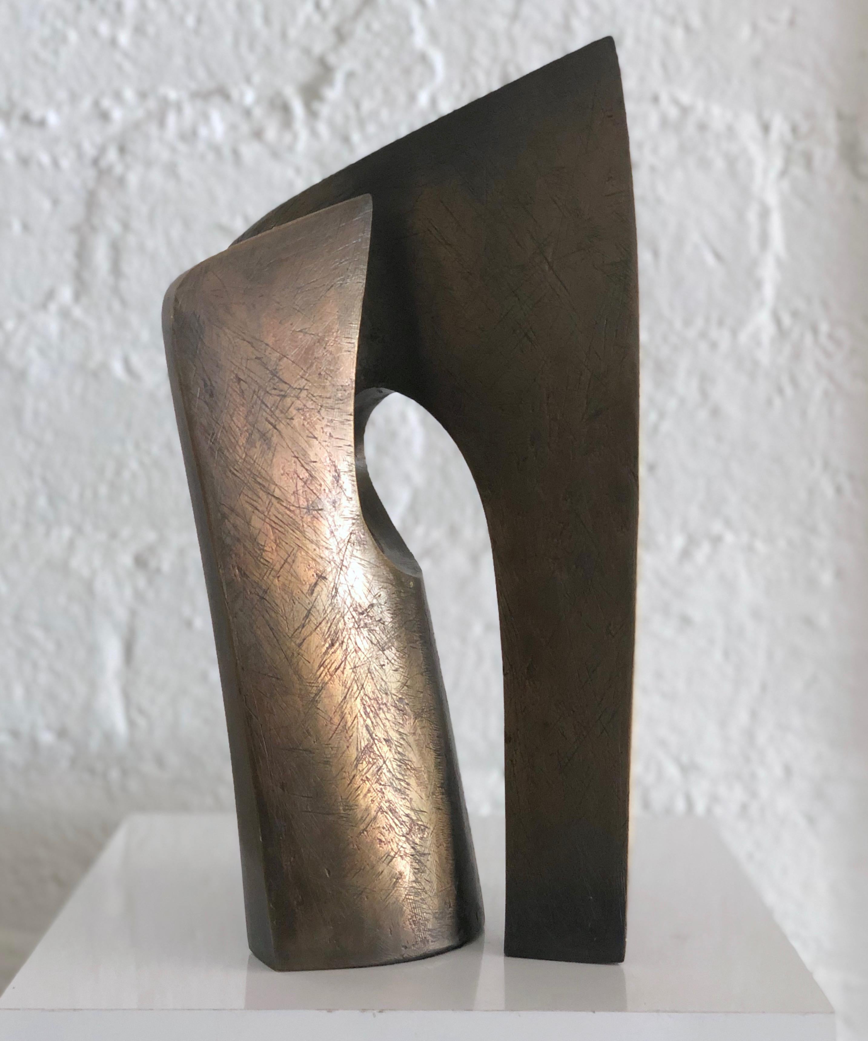 Abstract Bronze Table Sculpture 1976 M. E. Lorenz 1