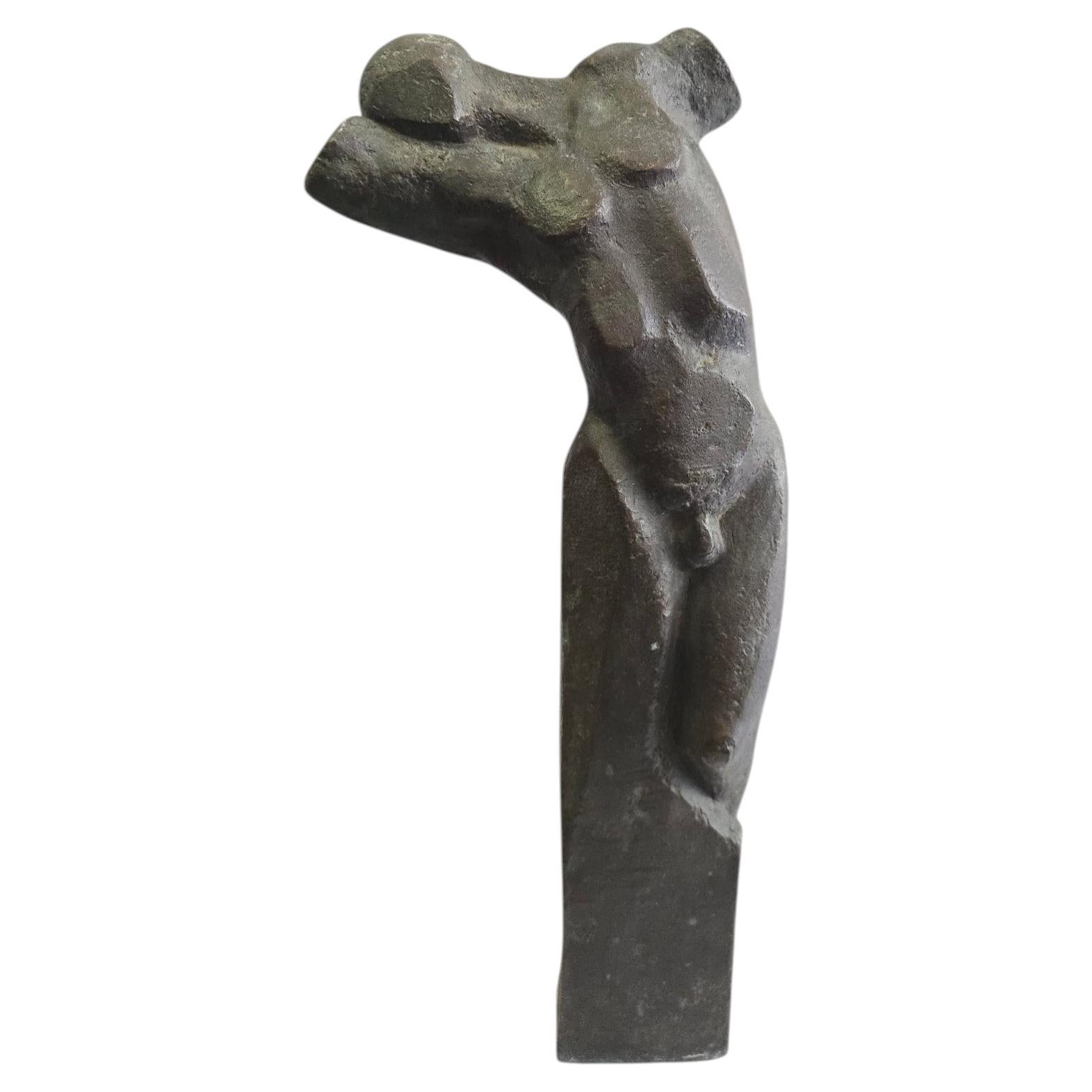 Scultura astratta di un torso in bronzo, anni ’50