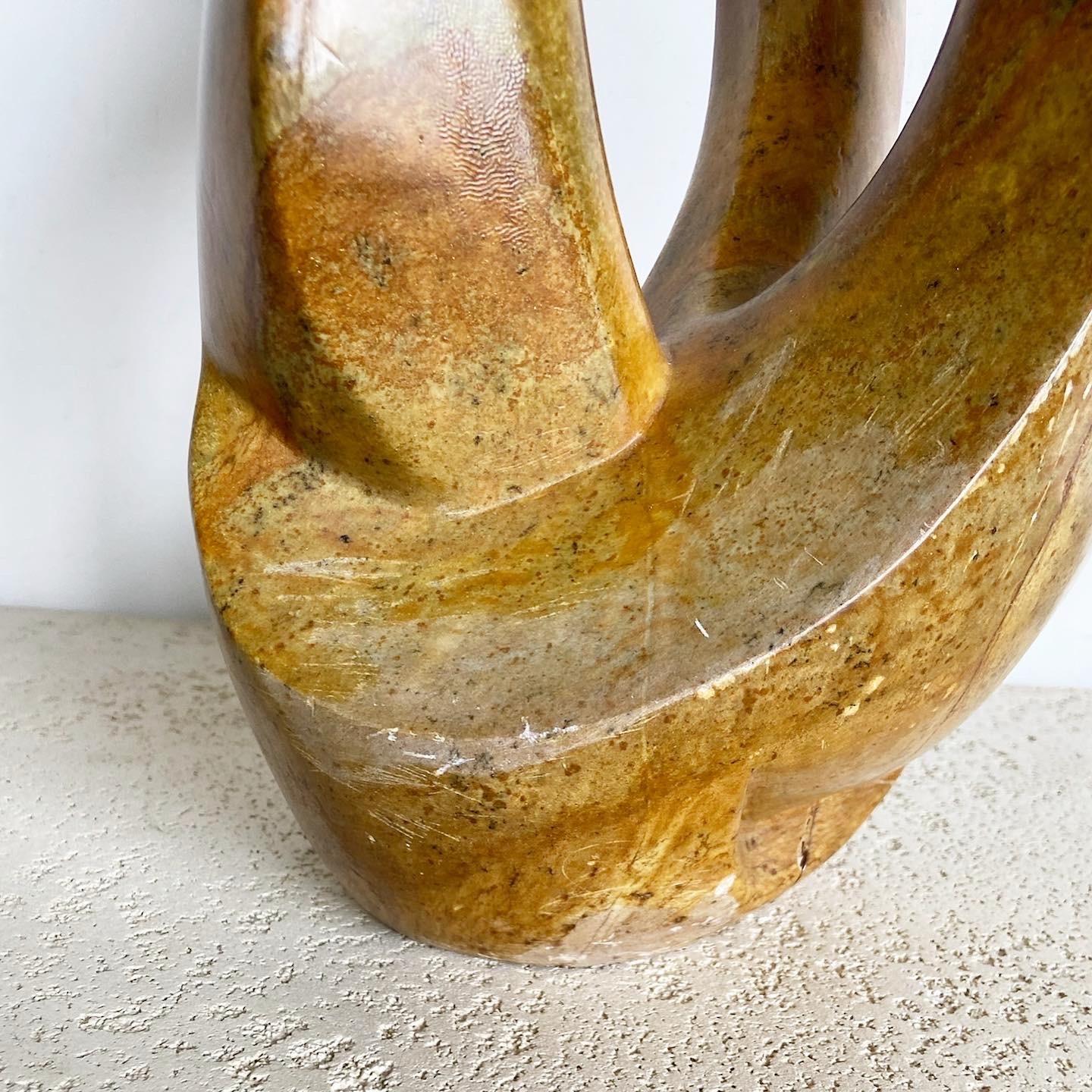 Pierre Sculpture abstraite en pierre de Brown en vente