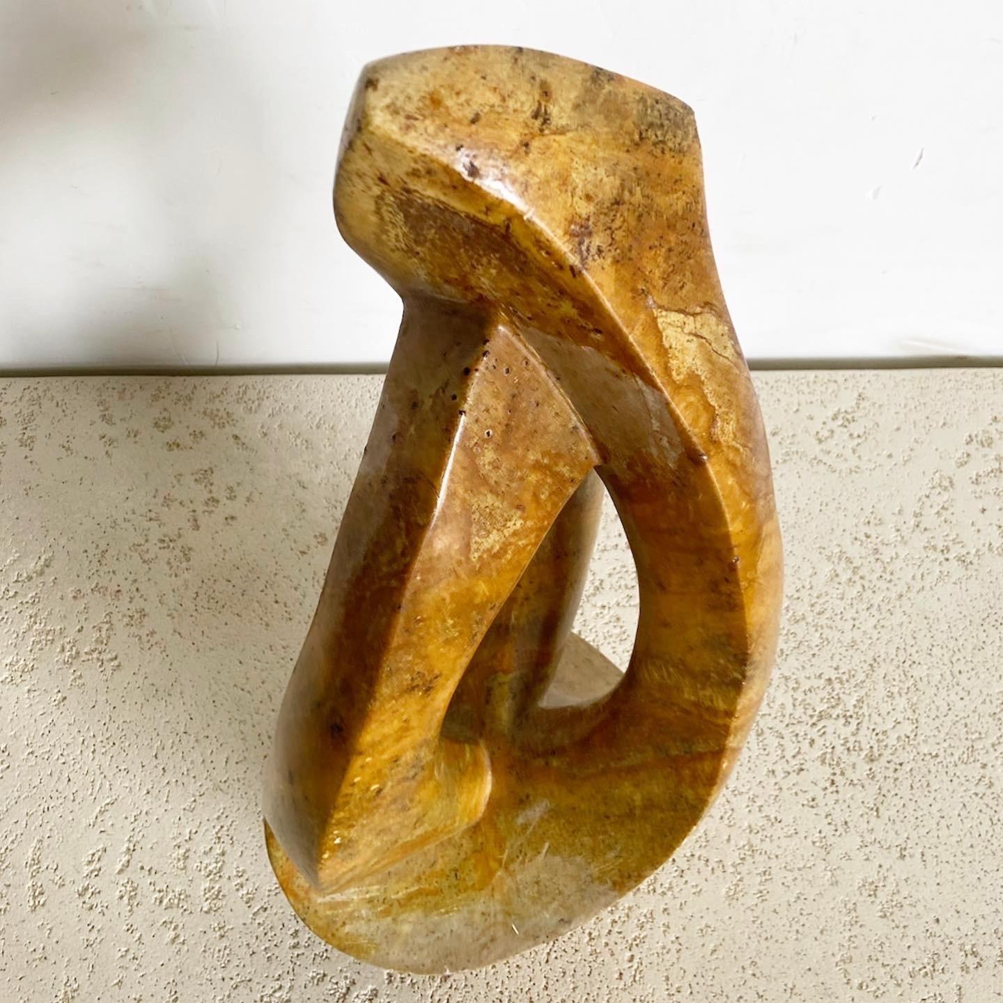 Abstract Brown Stone Sculpture For Sale 3