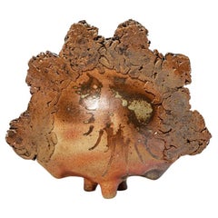 Vase abstrait en céramique de grès brun par Francois Marechal 1988 La Brown 