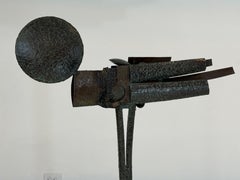Abstract Brutalist Bird Sculpture, Welded Bronze on Concrete Base, C 1960s-70s