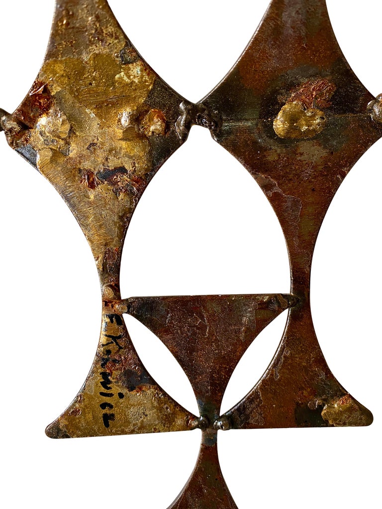 Abstract Brutalist Brass and Metal Art Wall Sculpture In Good Condition In Mount Pleasant, SC