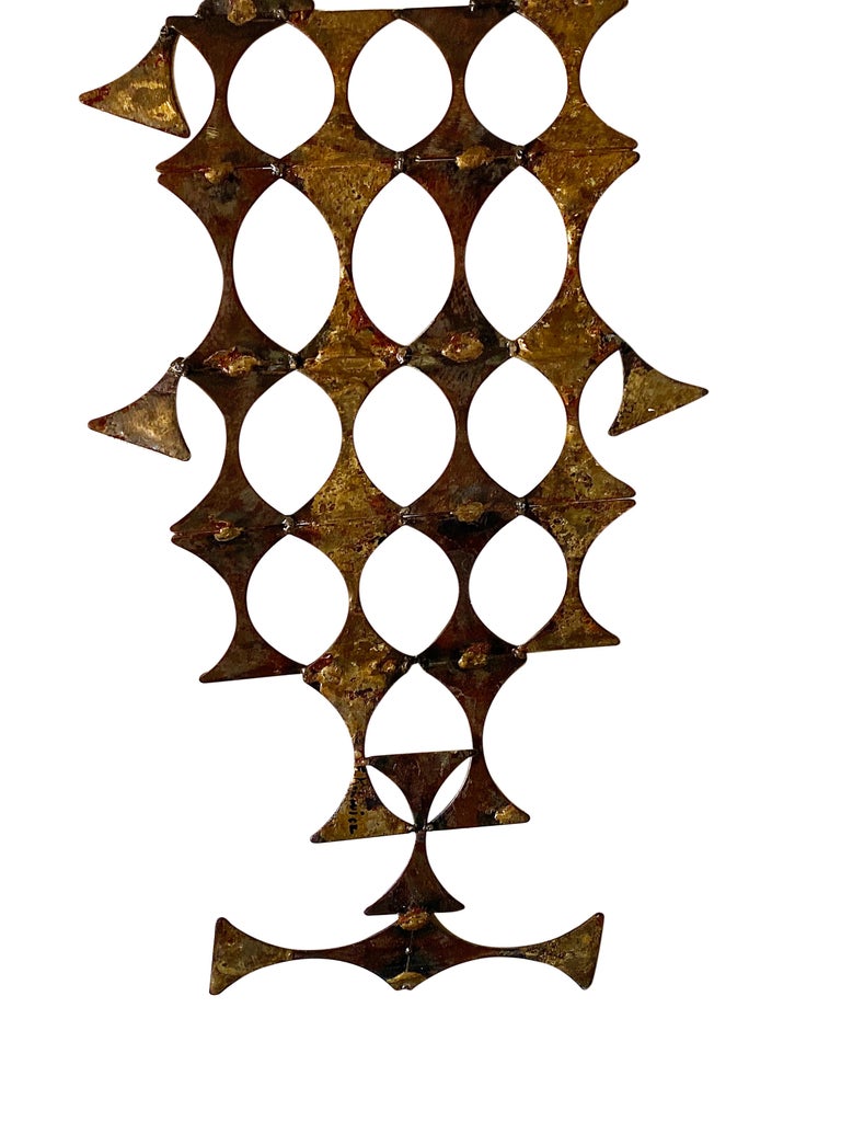 20th Century Abstract Brutalist Brass and Metal Art Wall Sculpture